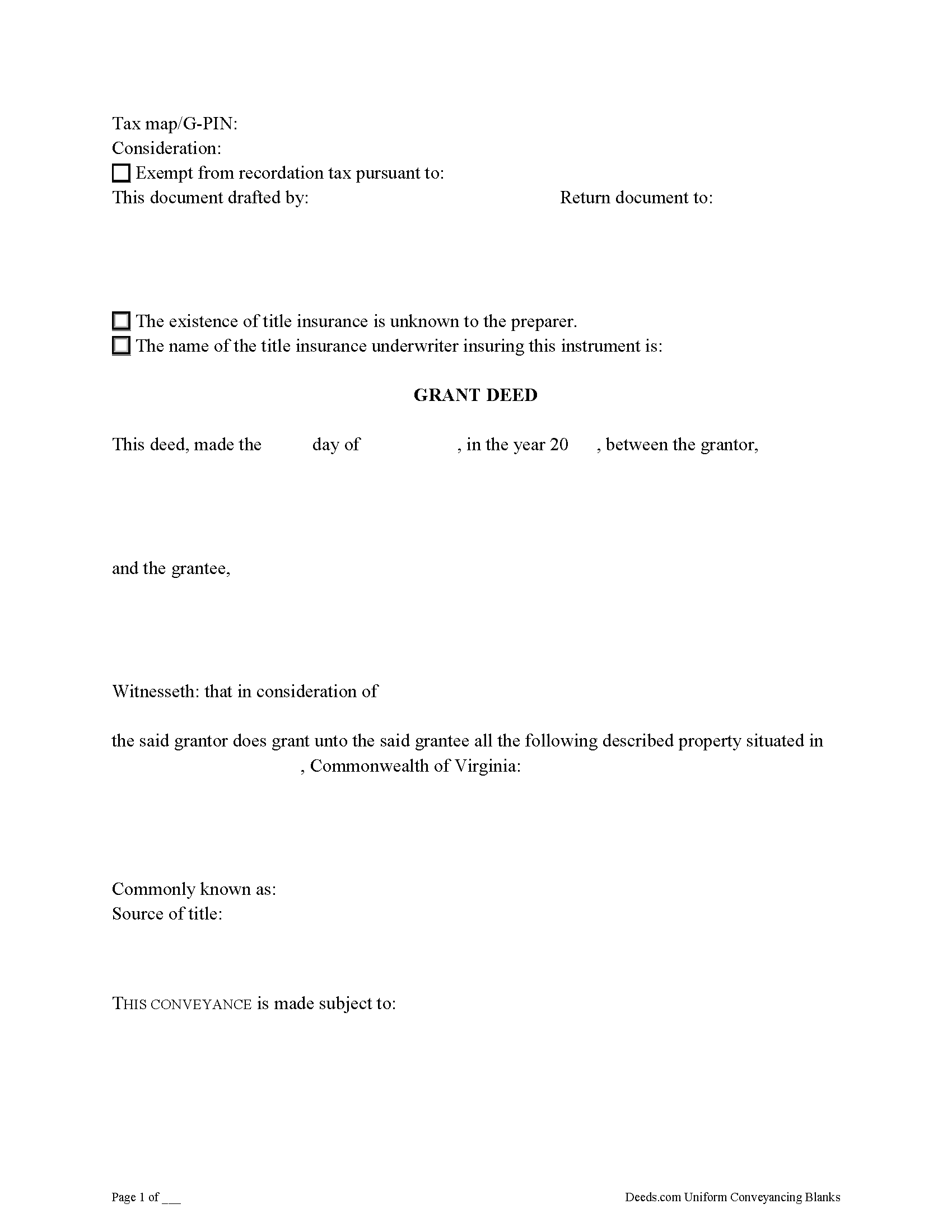 Orange County Grant Deed Form