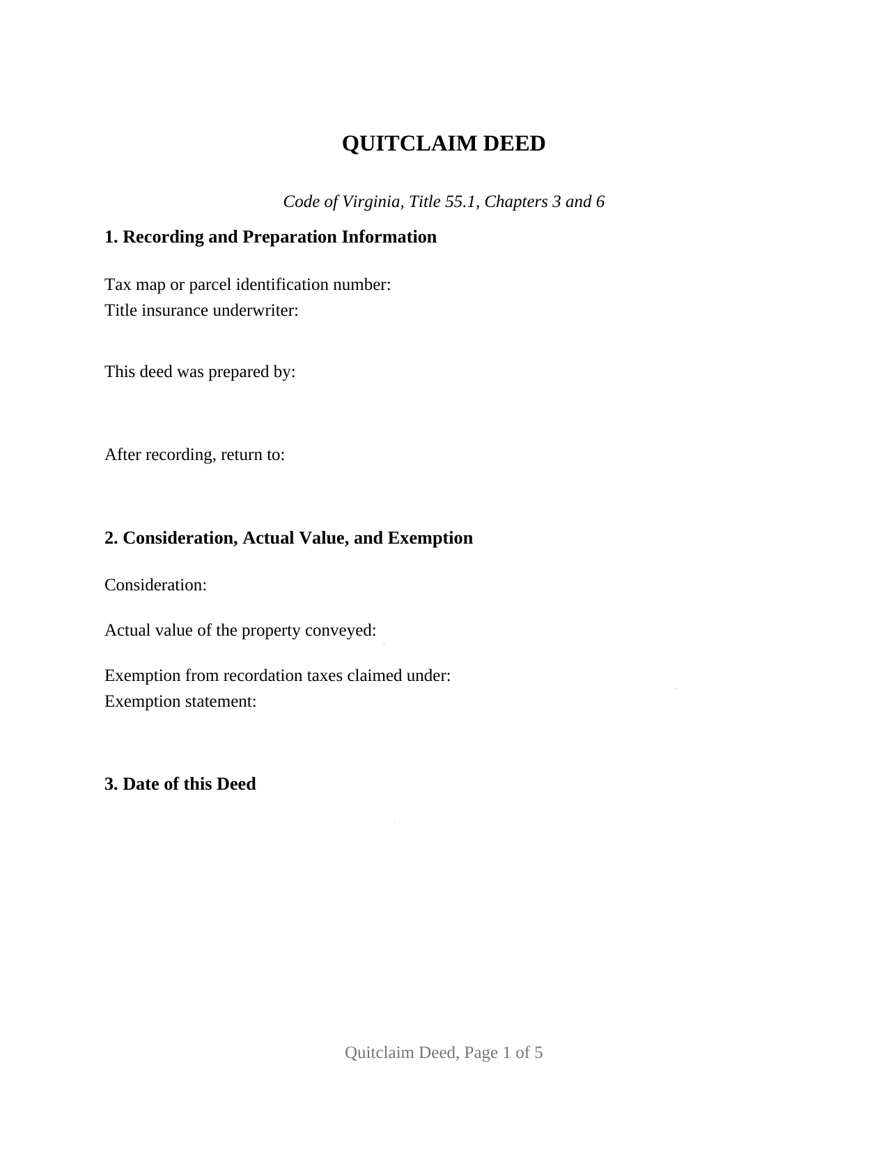 Lexington City Quitclaim Deed Form