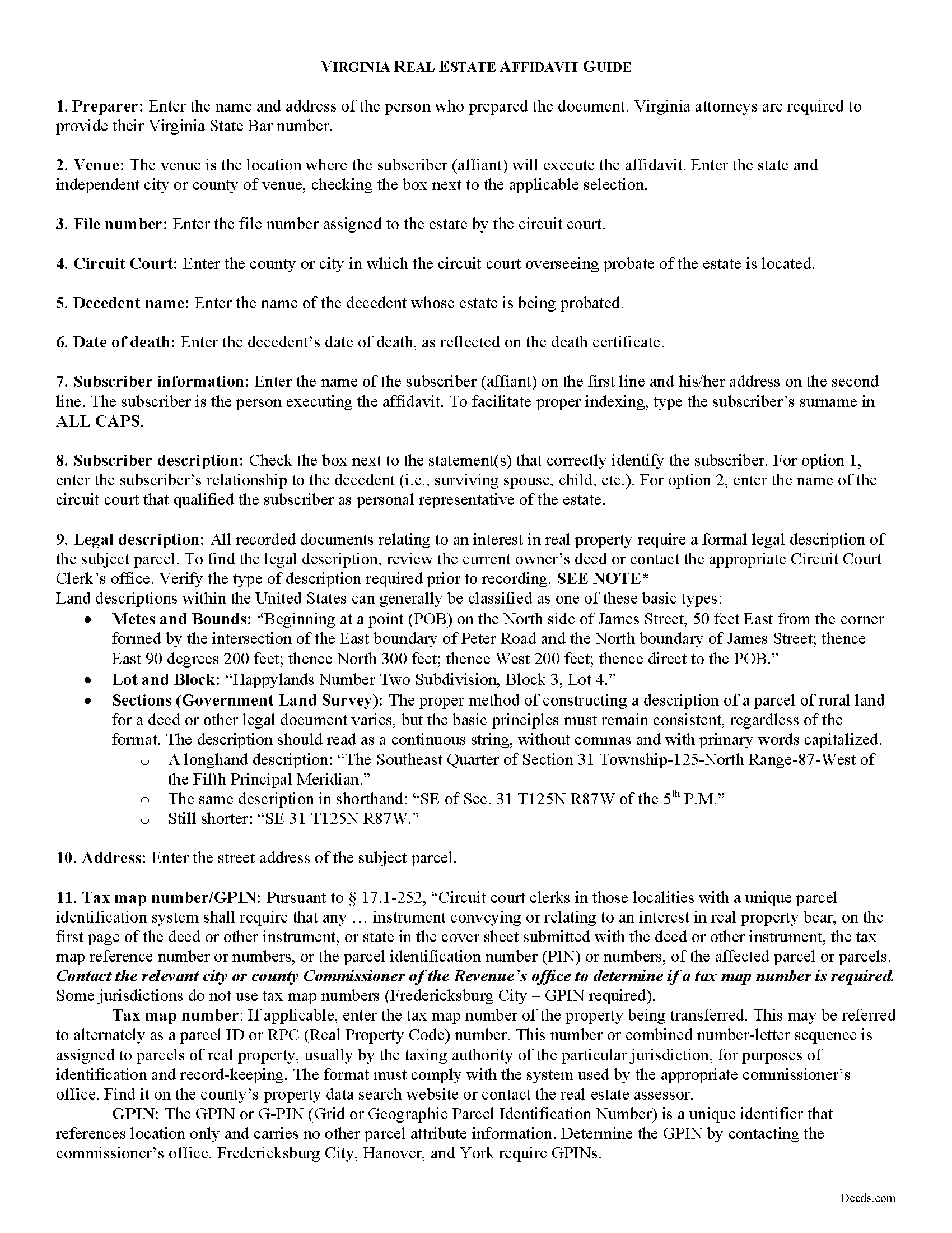 King William County Real Estate Affidavit Guide