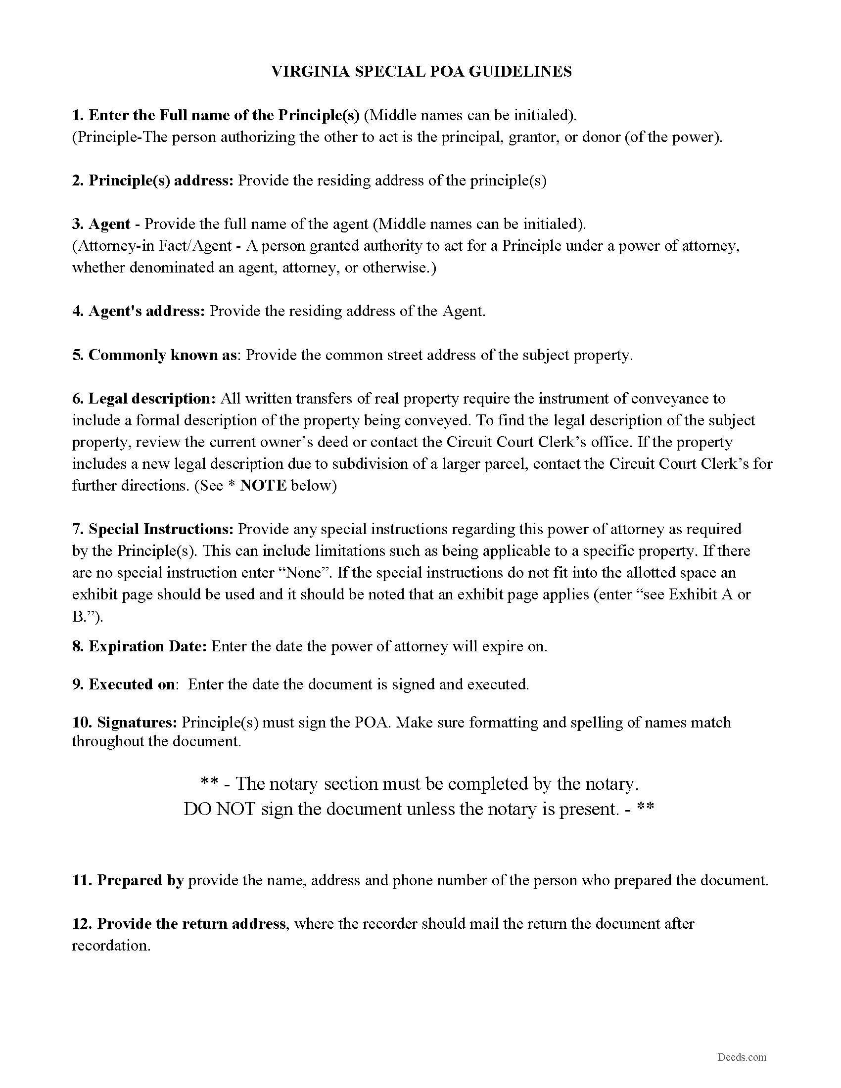 Isle Of Wight County Limited Power of Attorney Guidelines