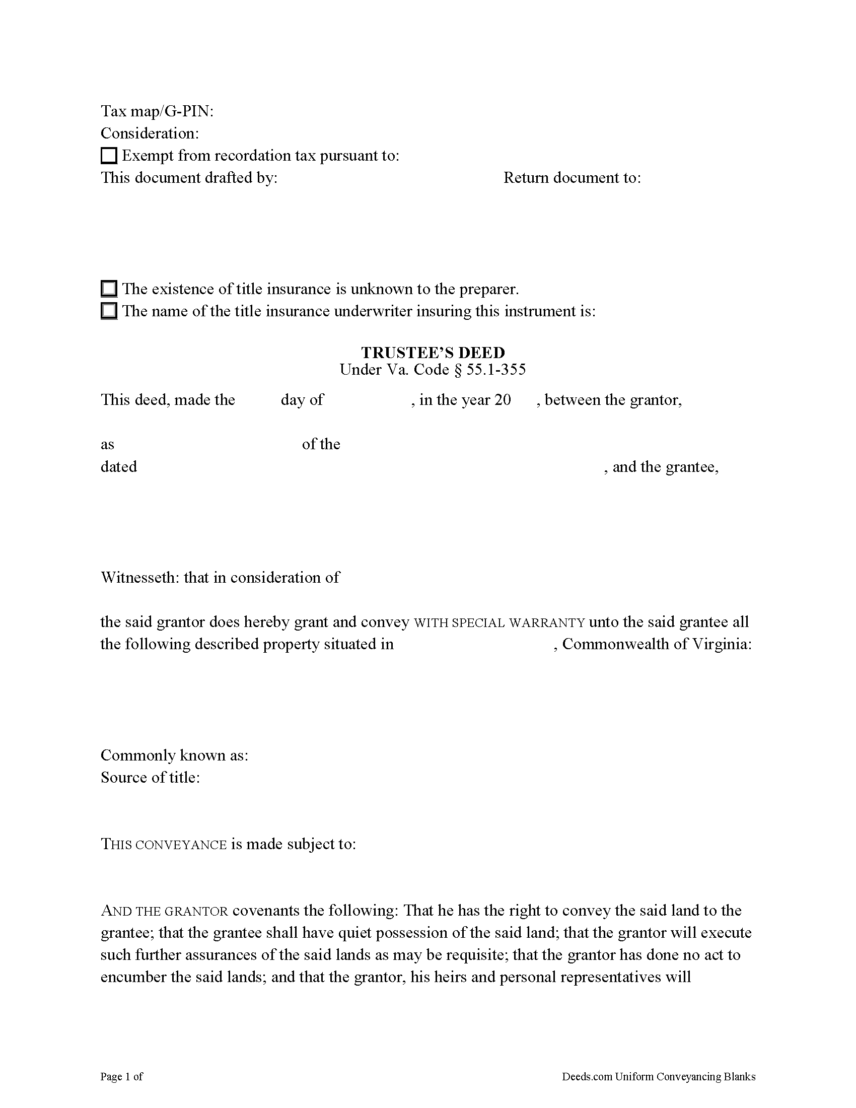 Trustee Deed Form