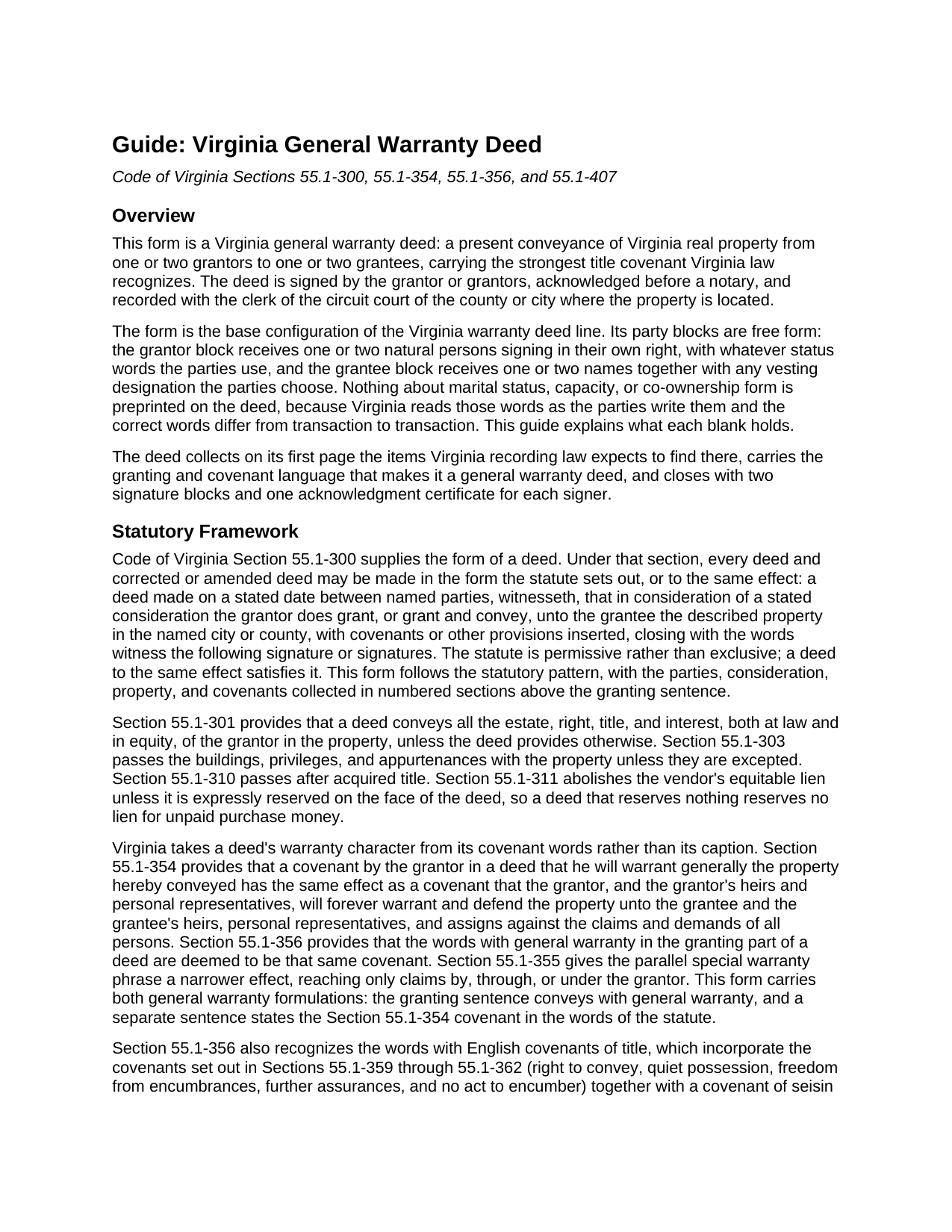 King George County Warranty Deed Guide