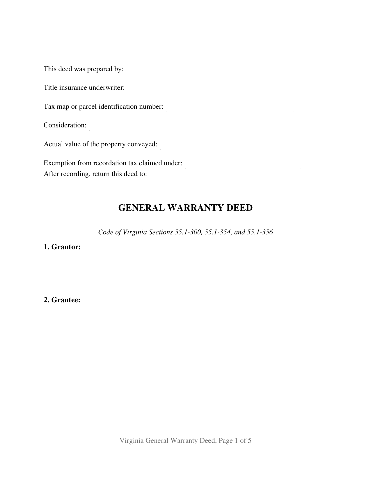 King George County Warranty Deed Form