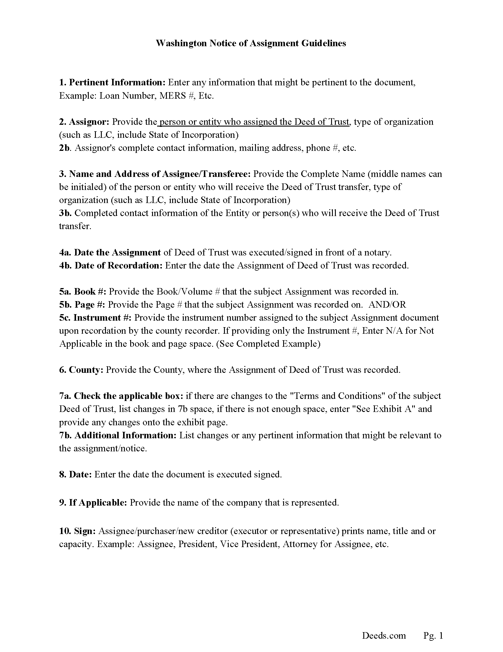 Clallam County Notice of Assignment Guidelines