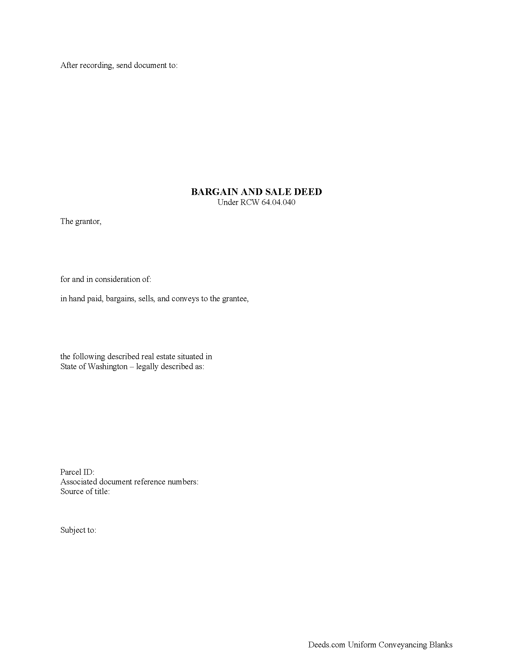 Benton County Bargain and Sale Deed Form