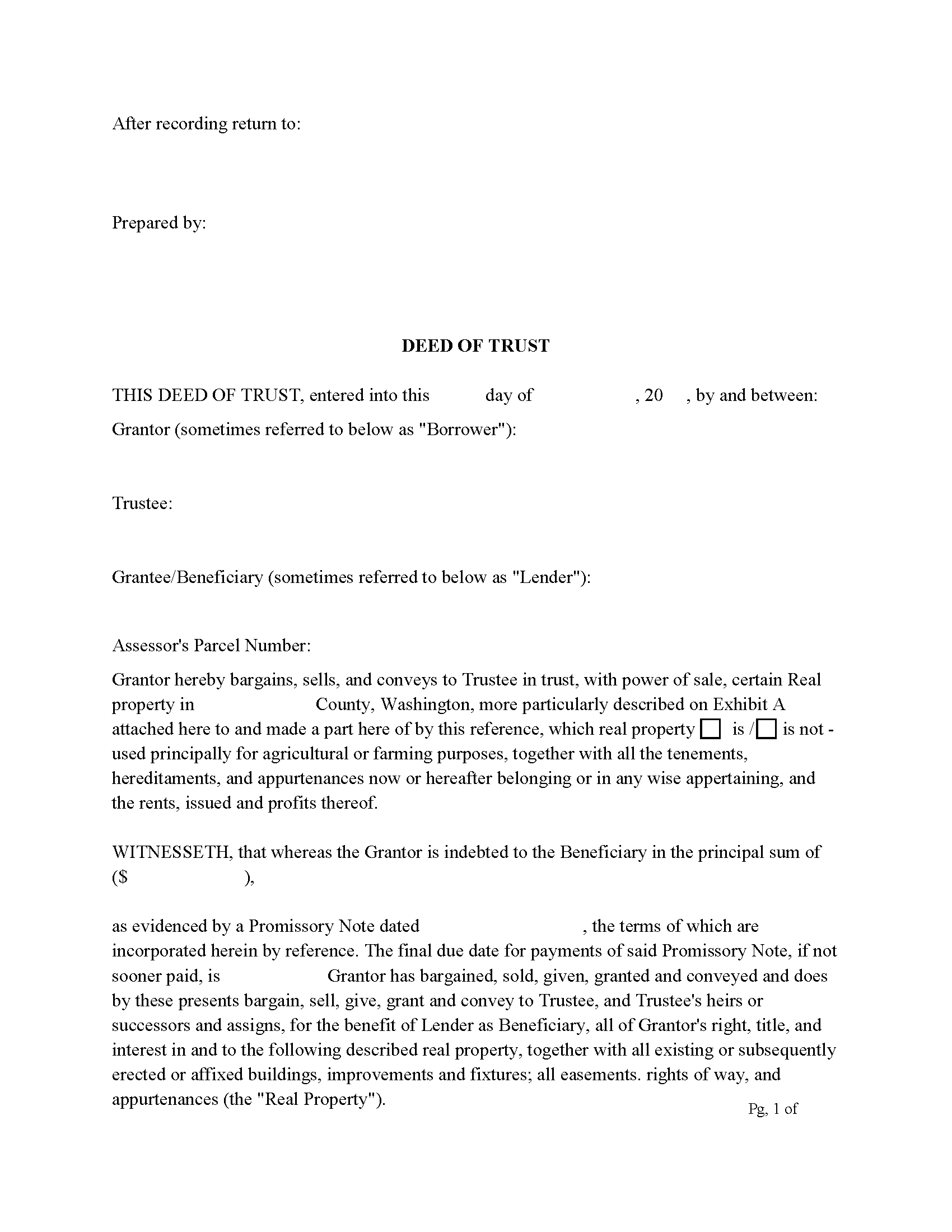 Benton County Deed of Trust Form