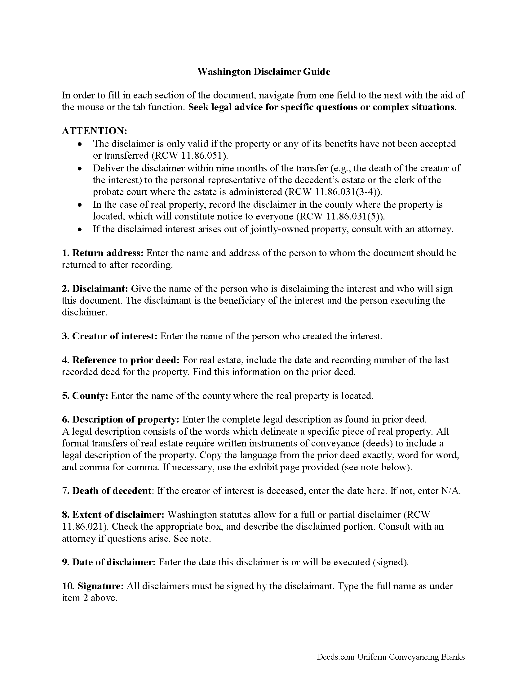 Cowlitz County Disclaimer of Interest Guide