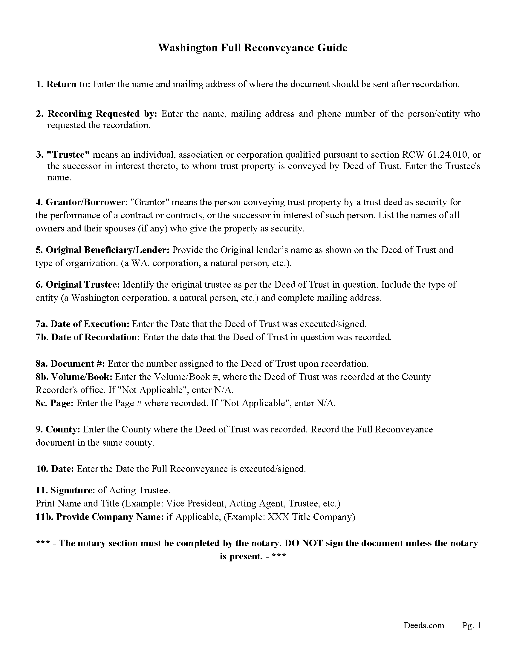 Benton County Full Reconveyance Guidelines