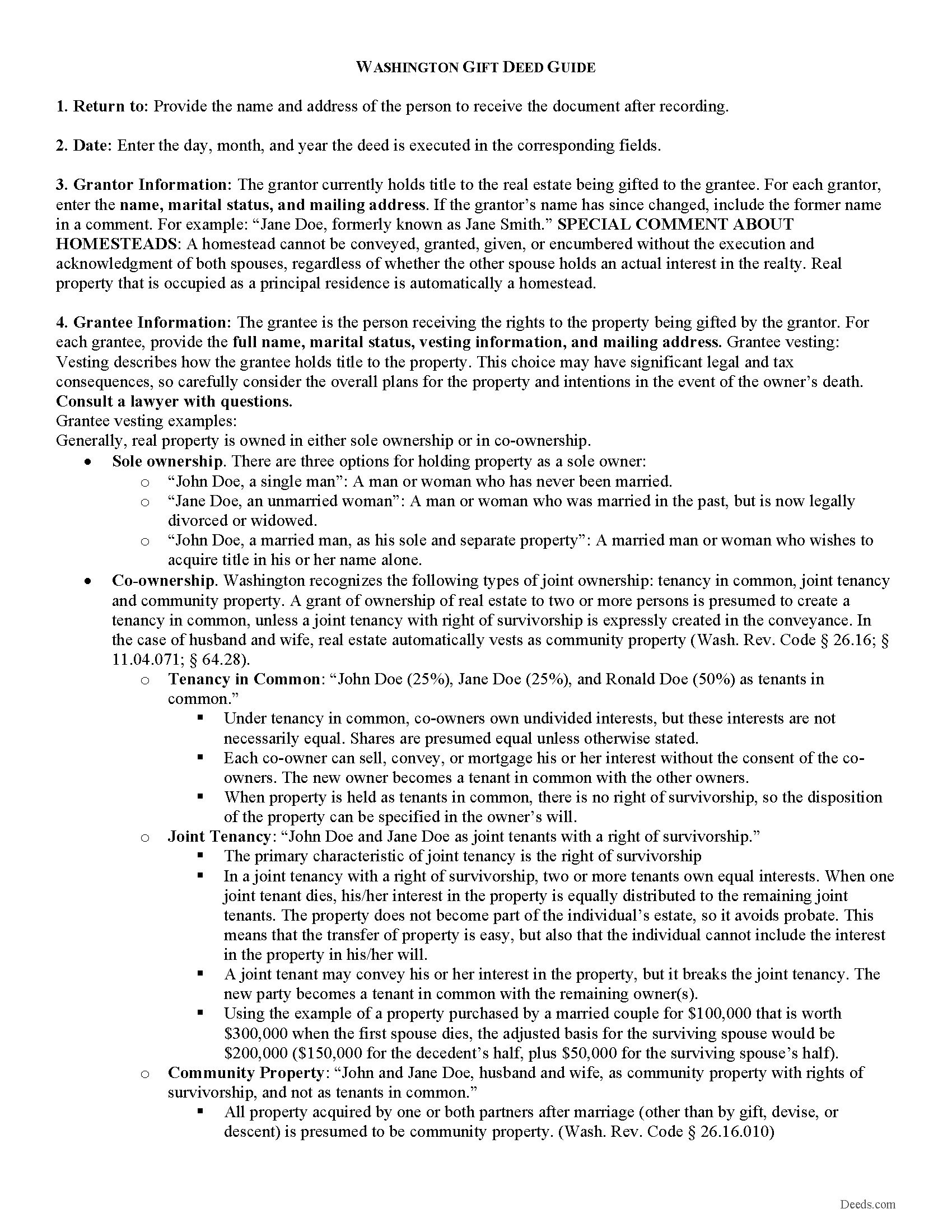 Grays Harbor County Gift Deed Guide