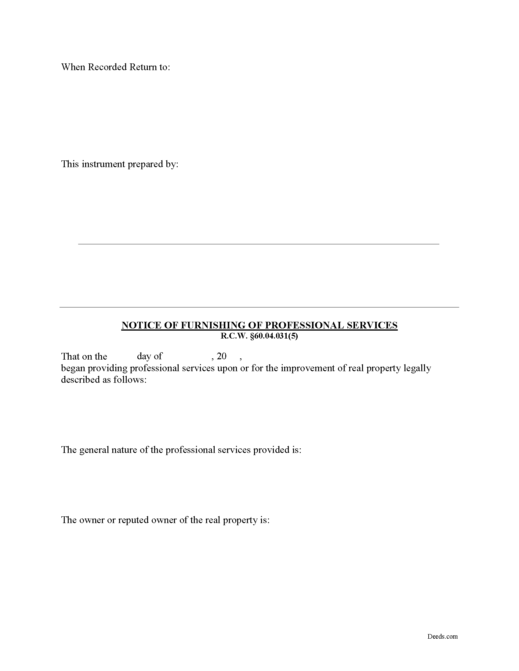 Benton County Notice of Furnishing Form