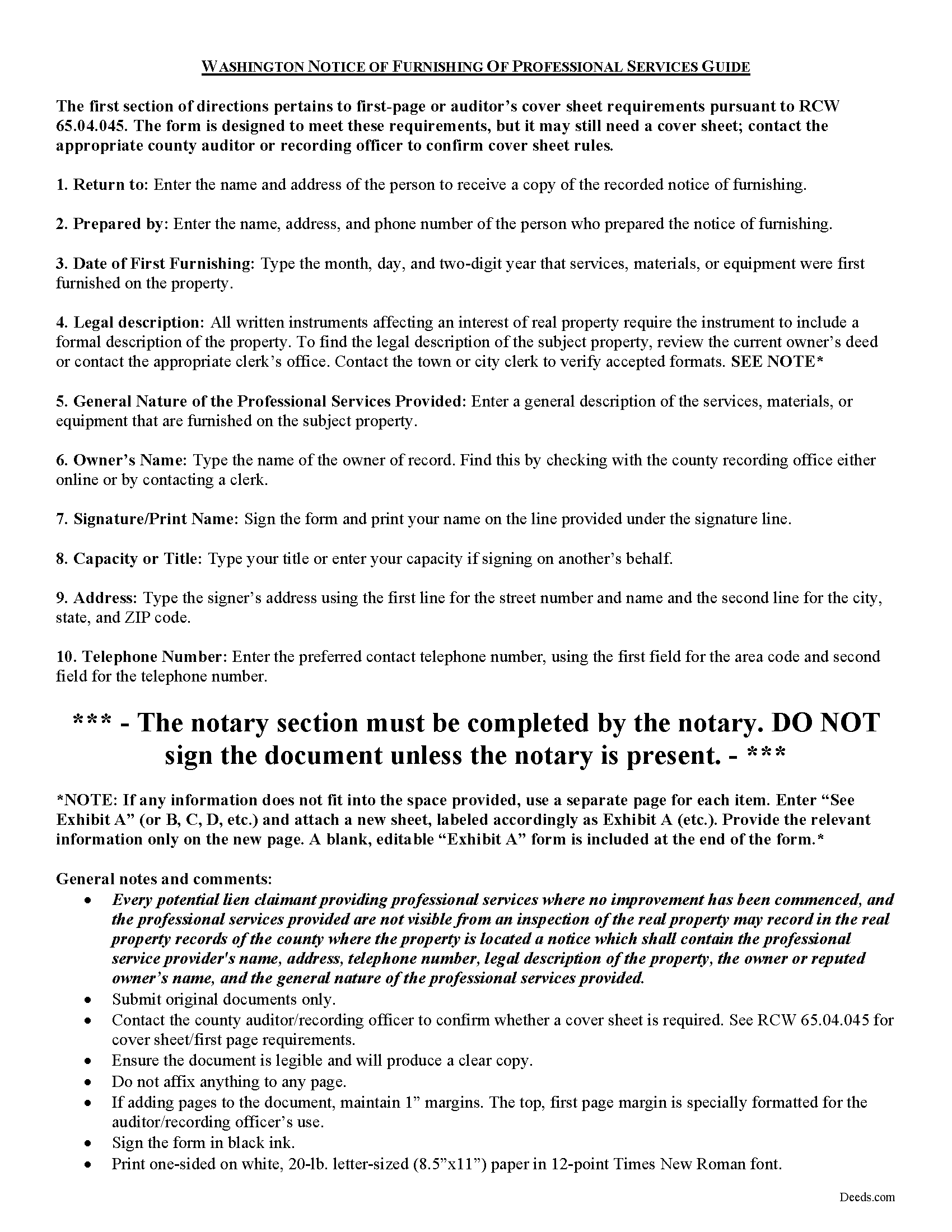Benton County Notice of Furnishing Guide