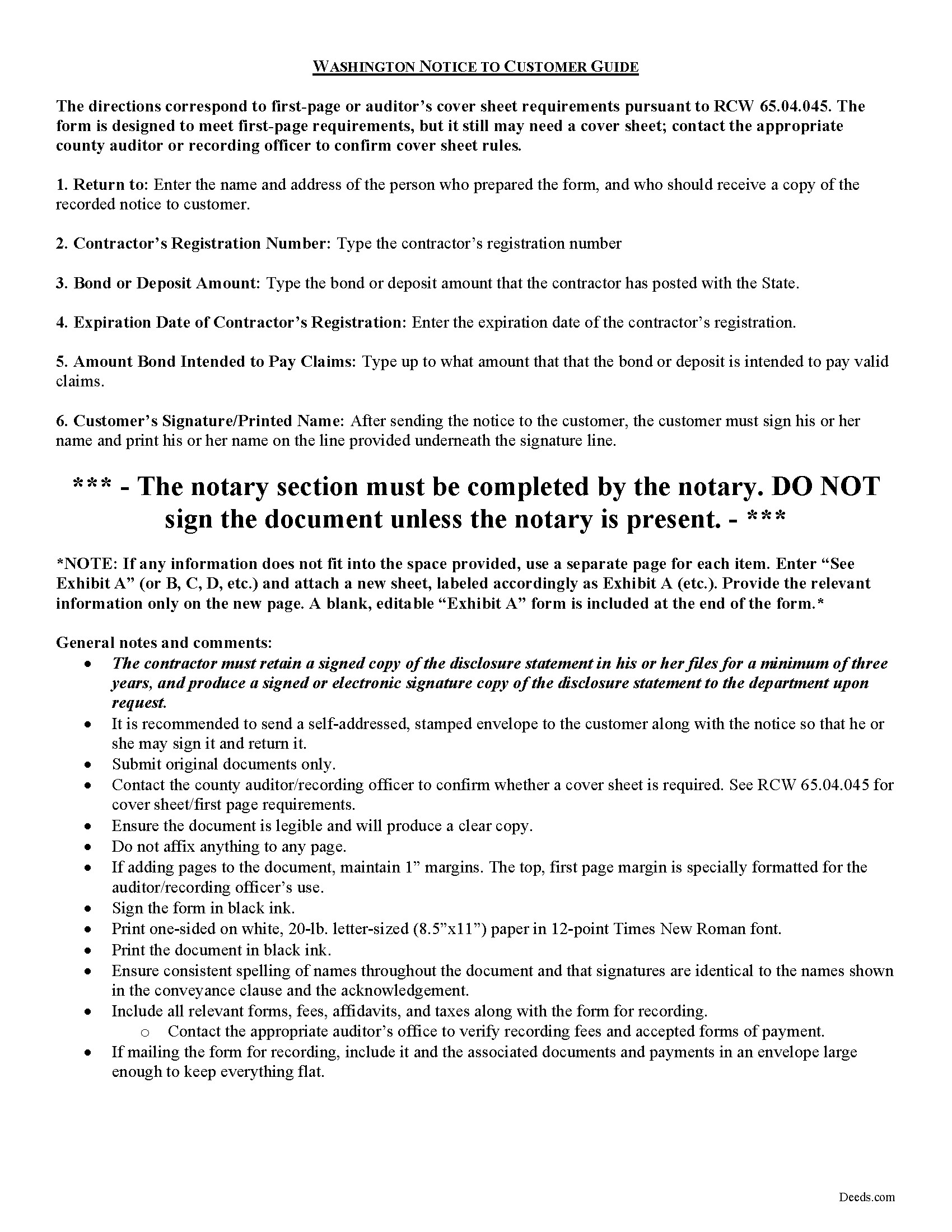 Cowlitz County Notice to Customer Guide