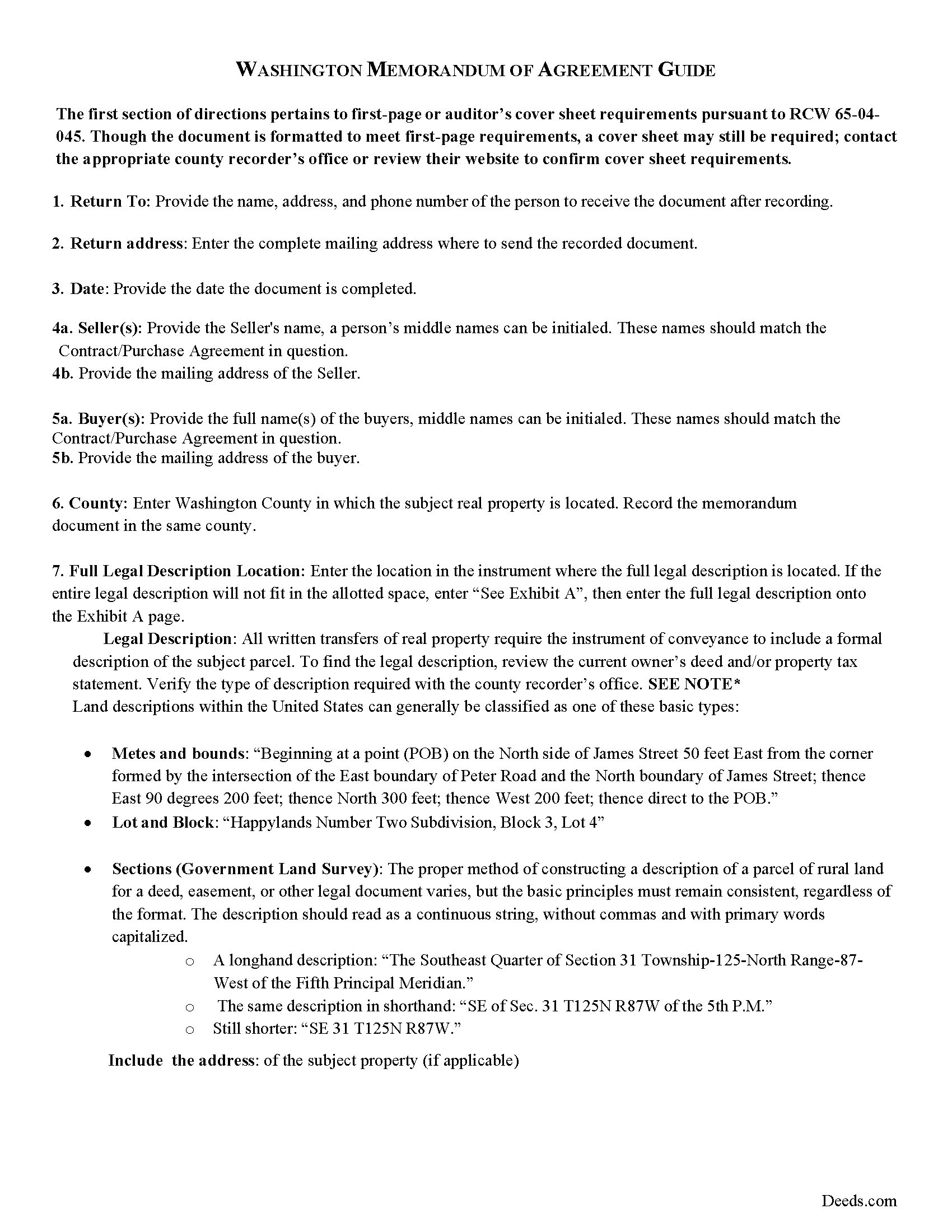 Memorandum and Notice of Agreement Guide