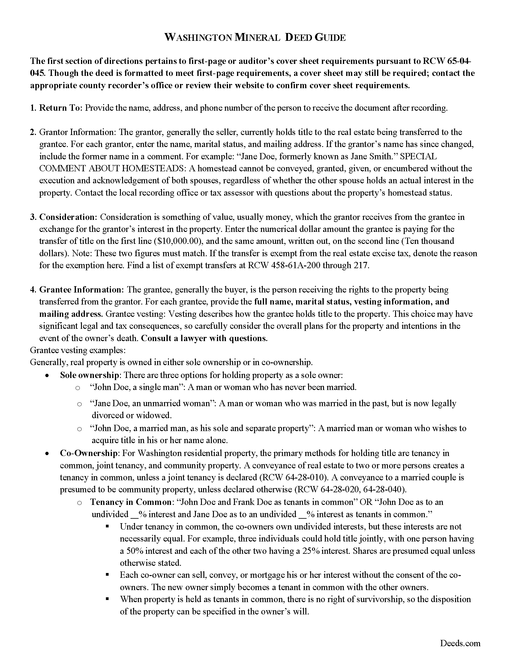 Thurston County Mineral Deed Guide