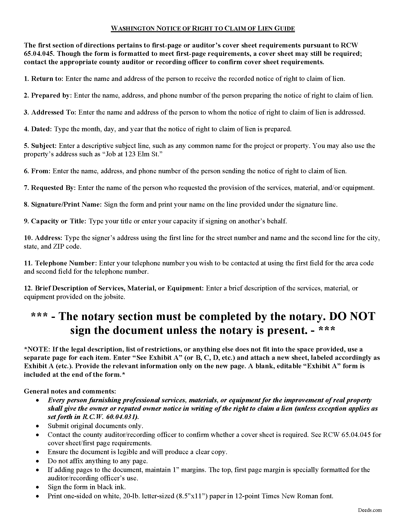 Benton County Notice of Right to Claim of Lien Guide