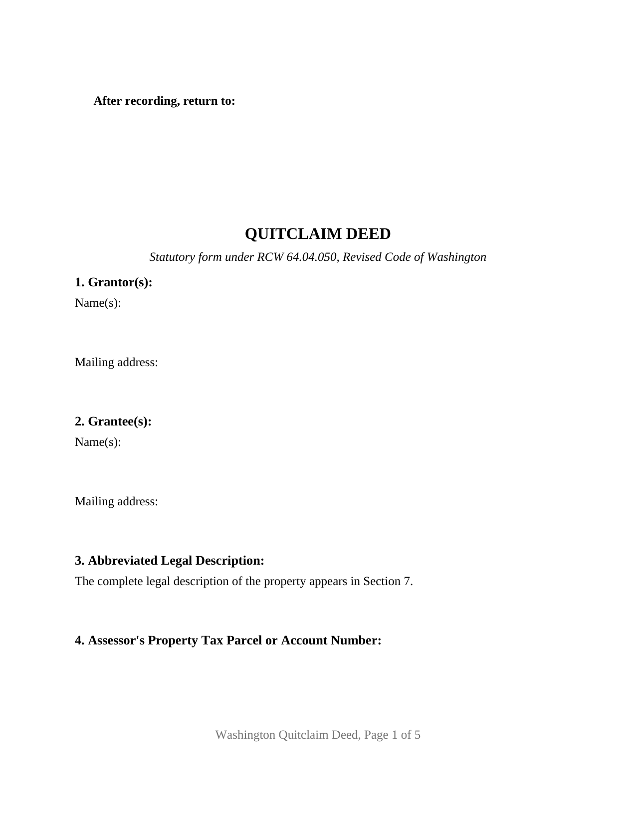 Franklin County Quitclaim Deed Form