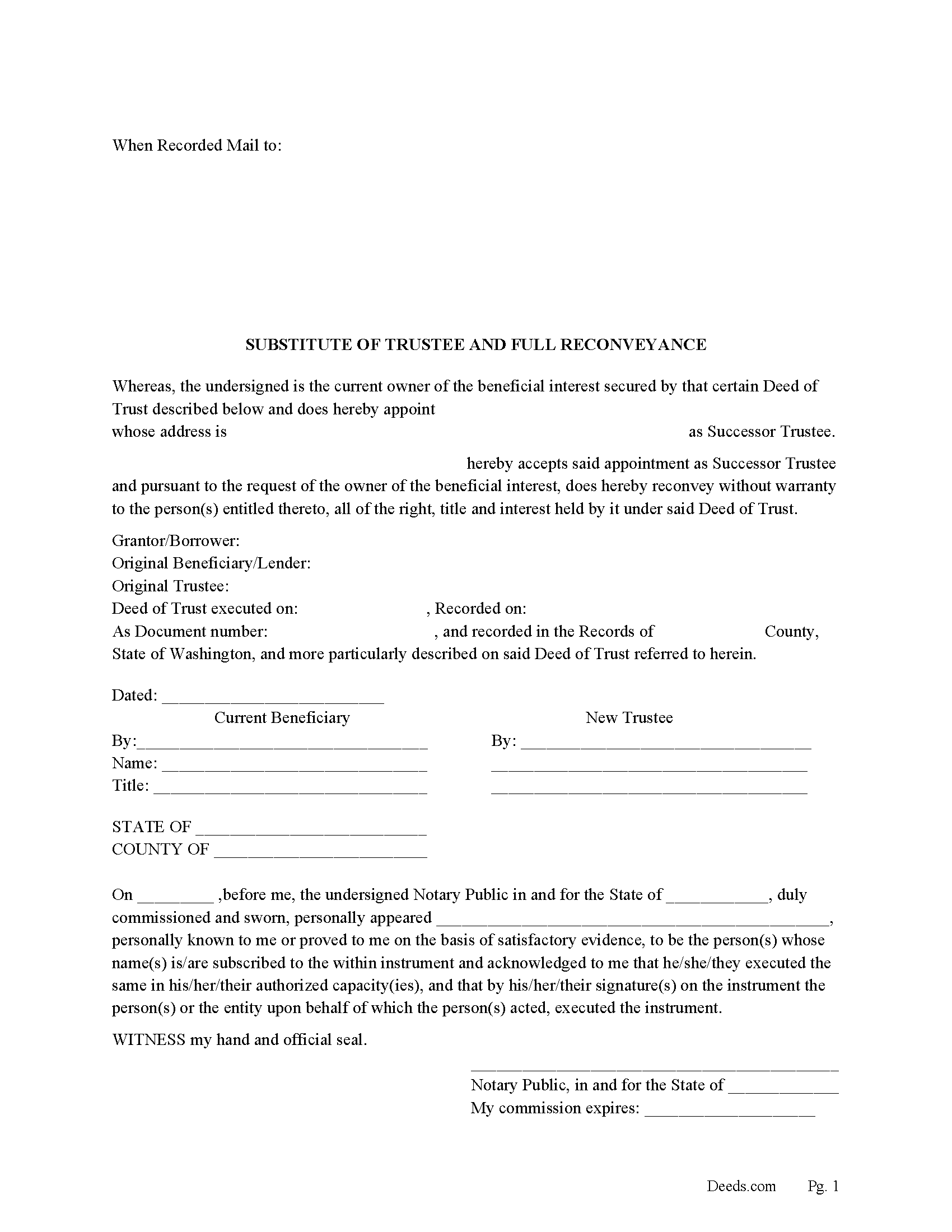 Substitution of Trustee and Full Reconveyance Form