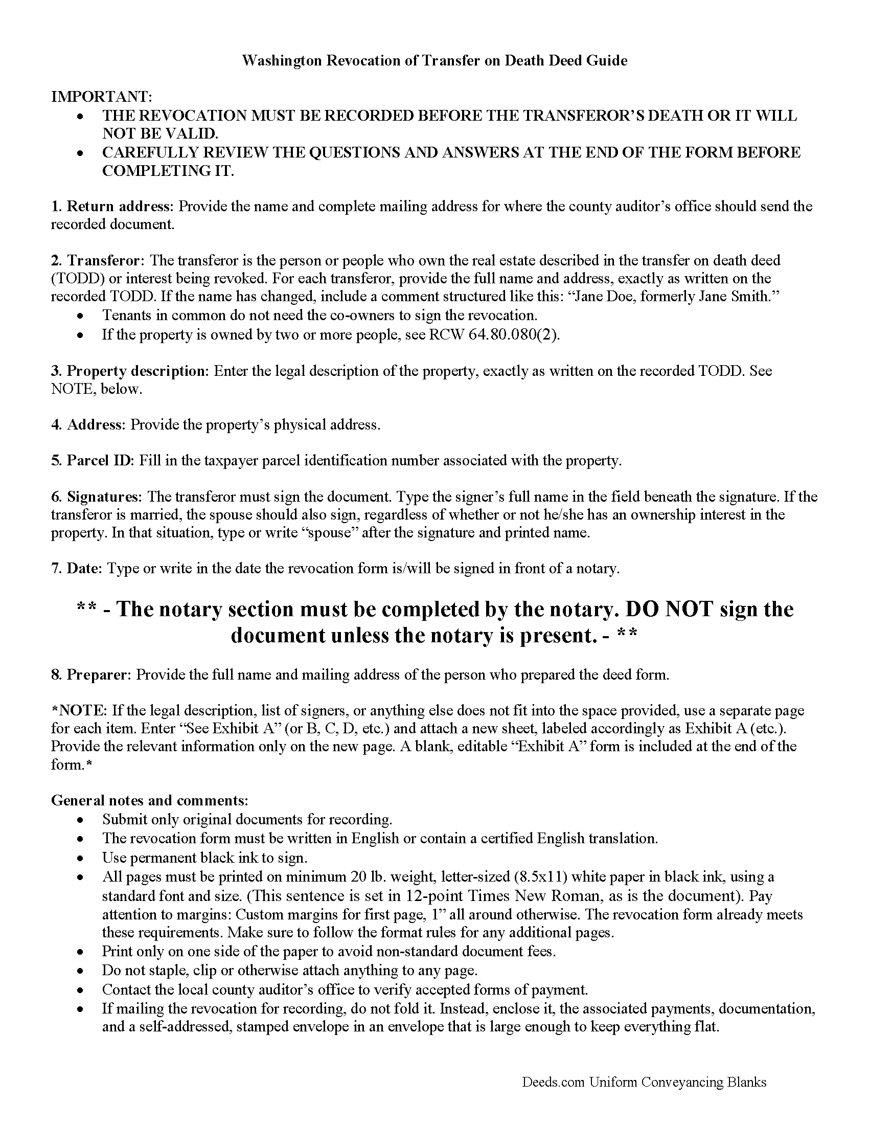 Kitsap County Transfer on Death Revocation Form Washington