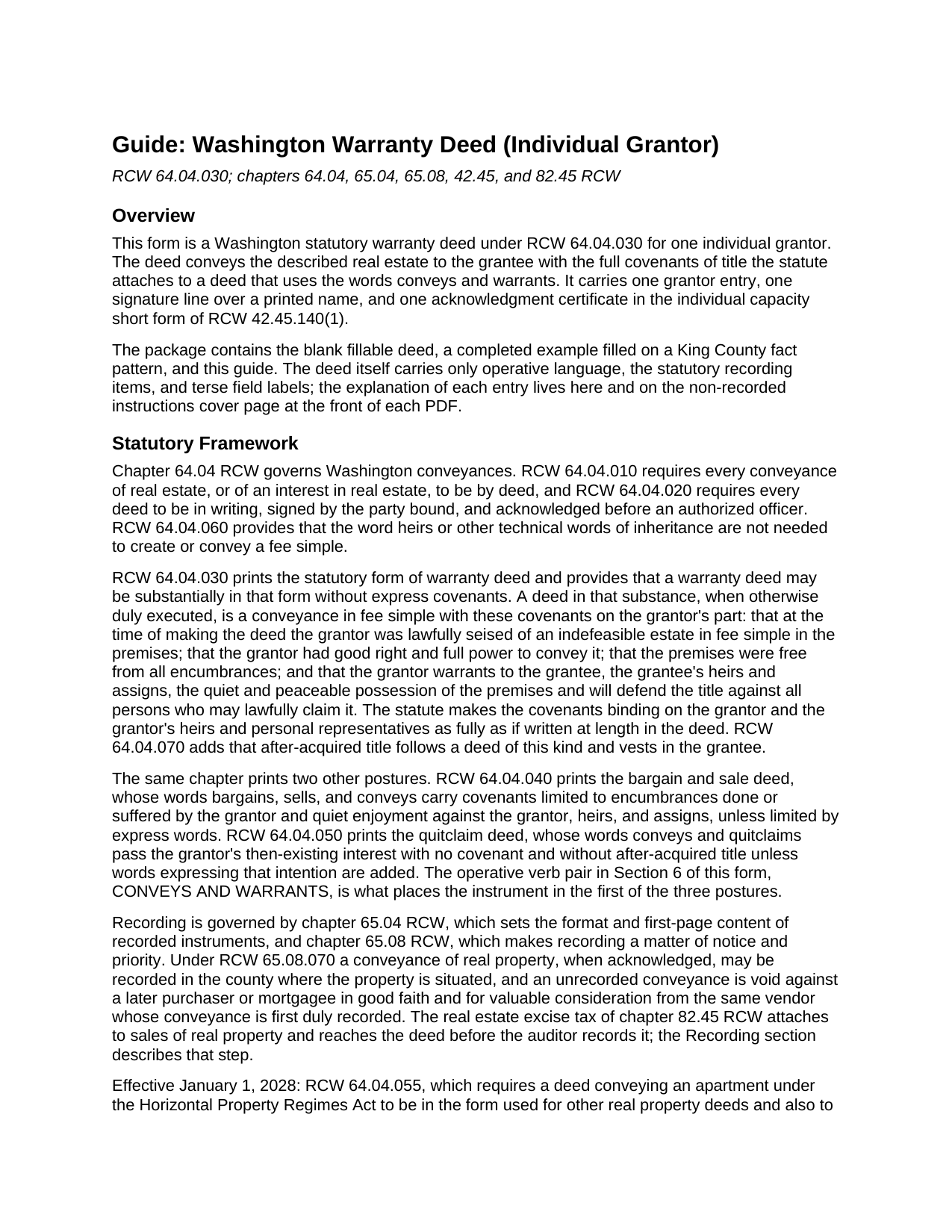 Jefferson County Warranty Deed (Individual Grantor) Guide