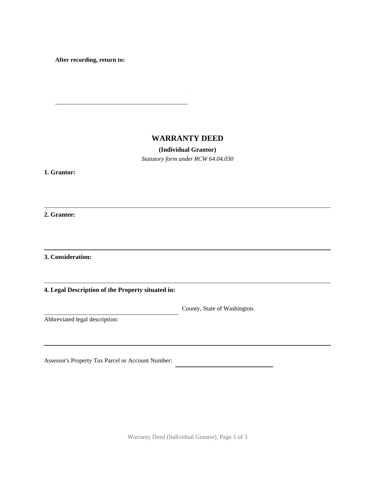 Clark County Warranty Deed Form