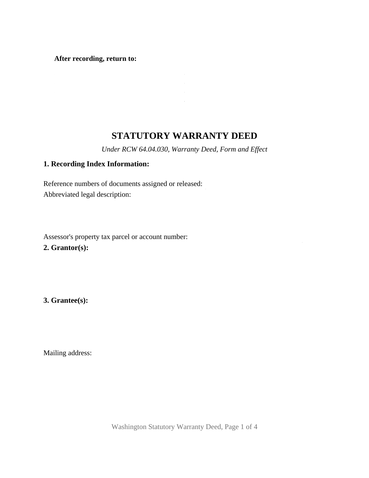Stevens County Warranty Deed Form