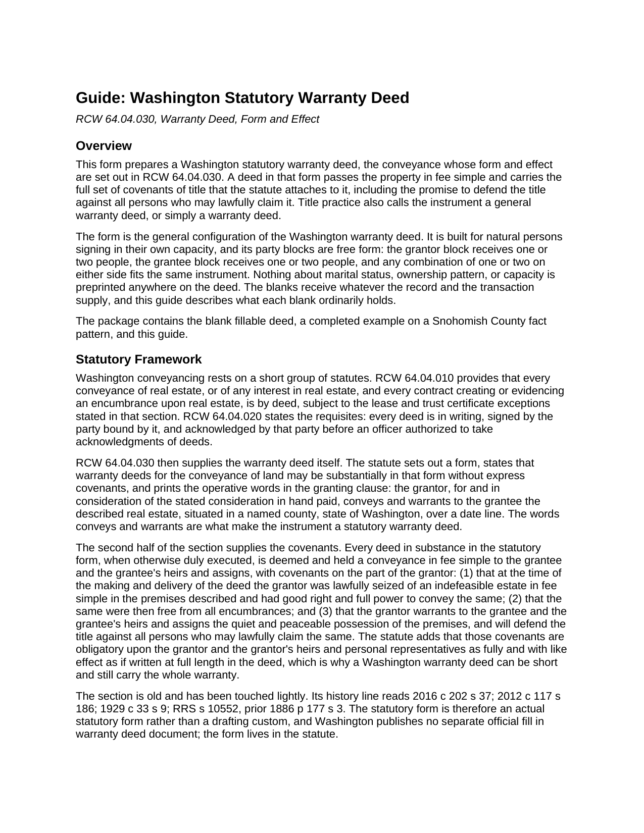 Stevens County Warranty Deed Guide