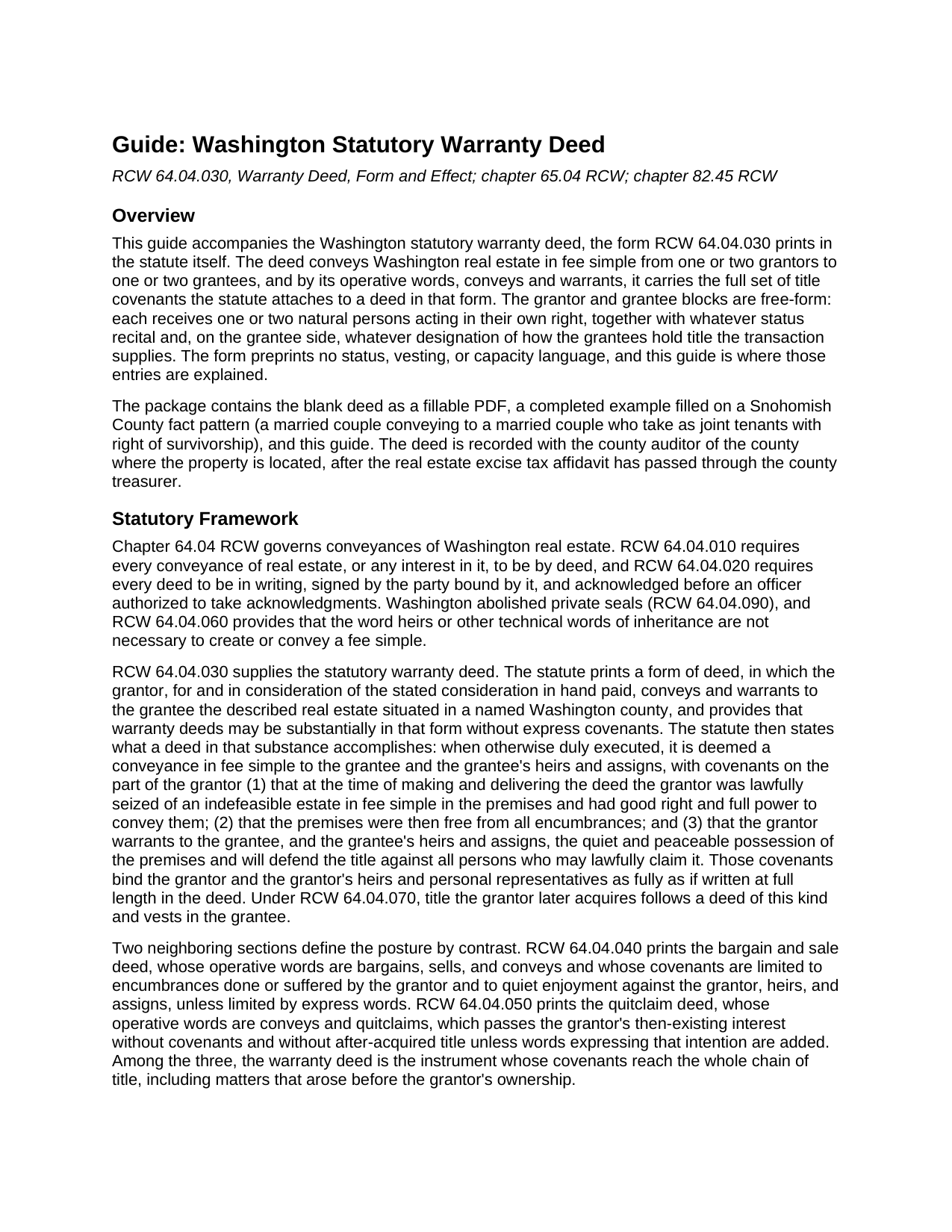 Pierce County Warranty Deed Guide