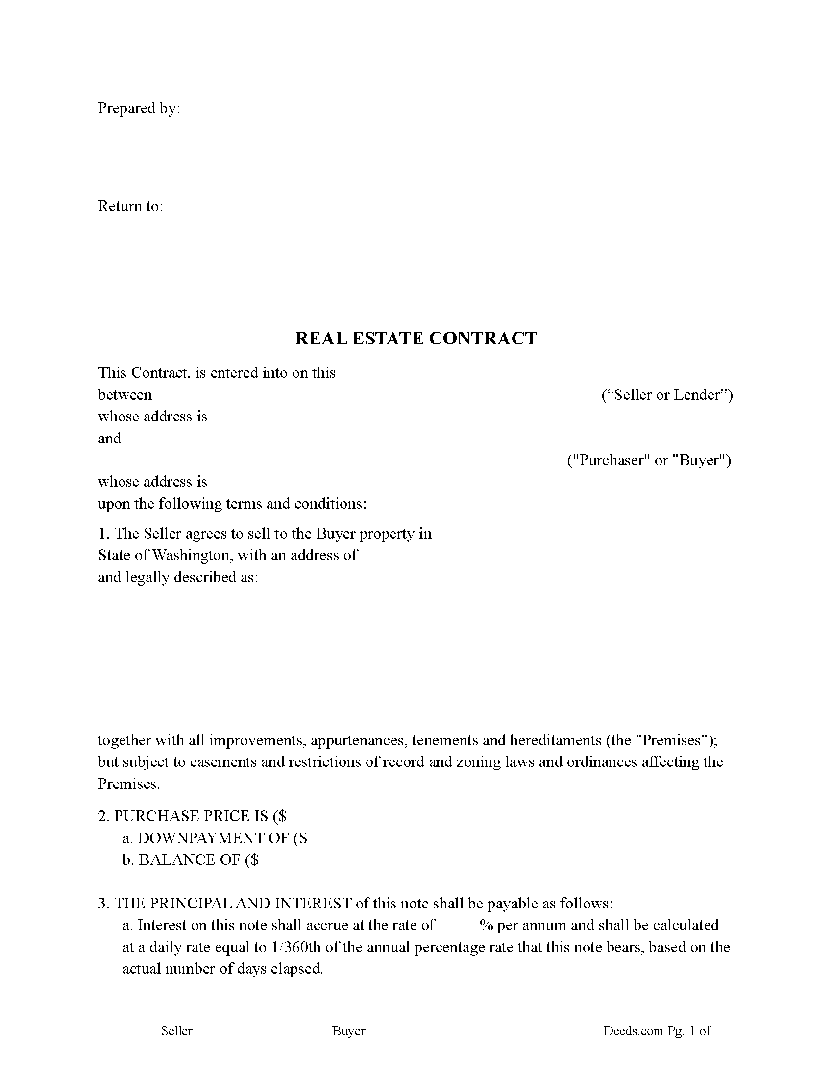 Washington Real Estate Contract Image