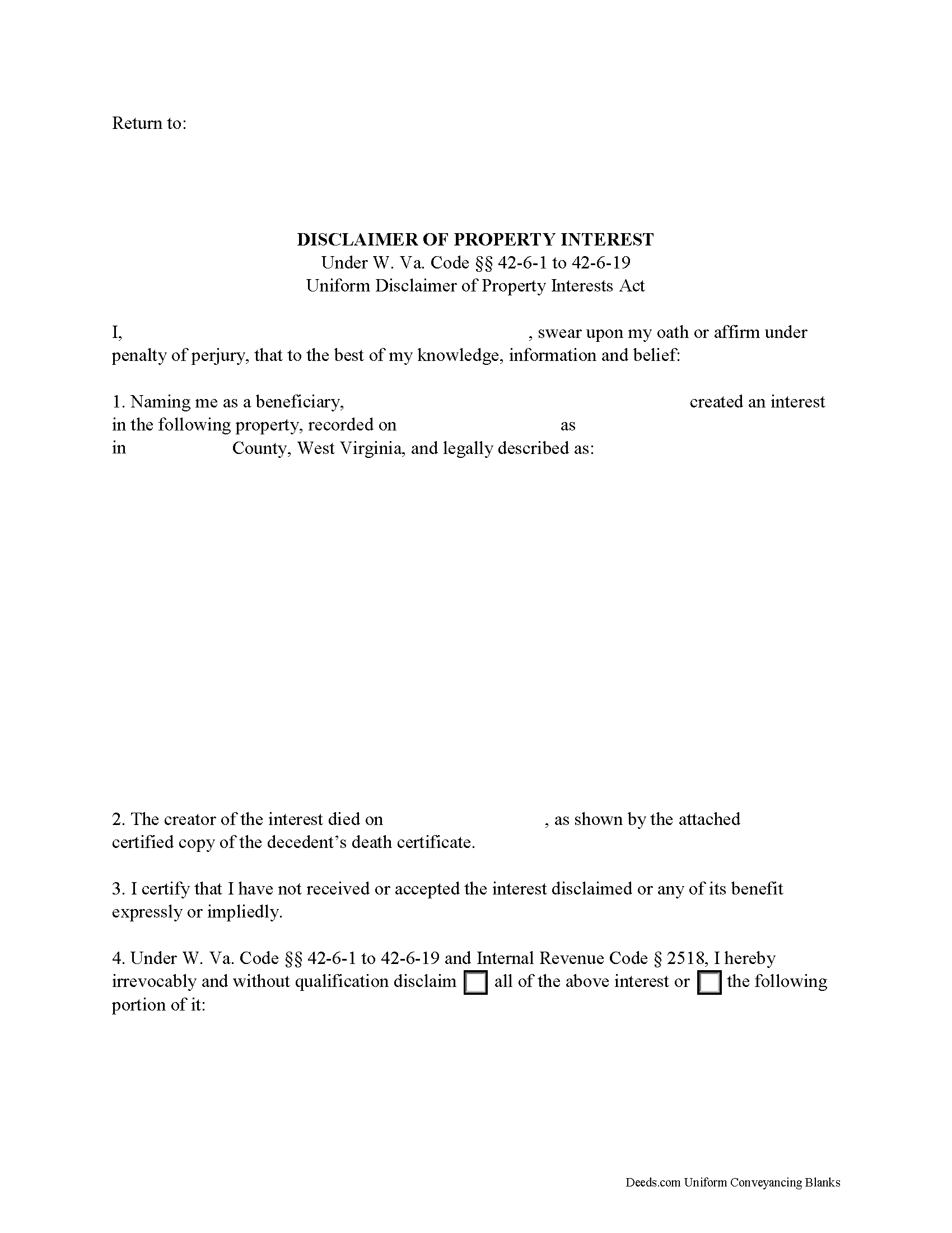 Disclaimer of Interest Form