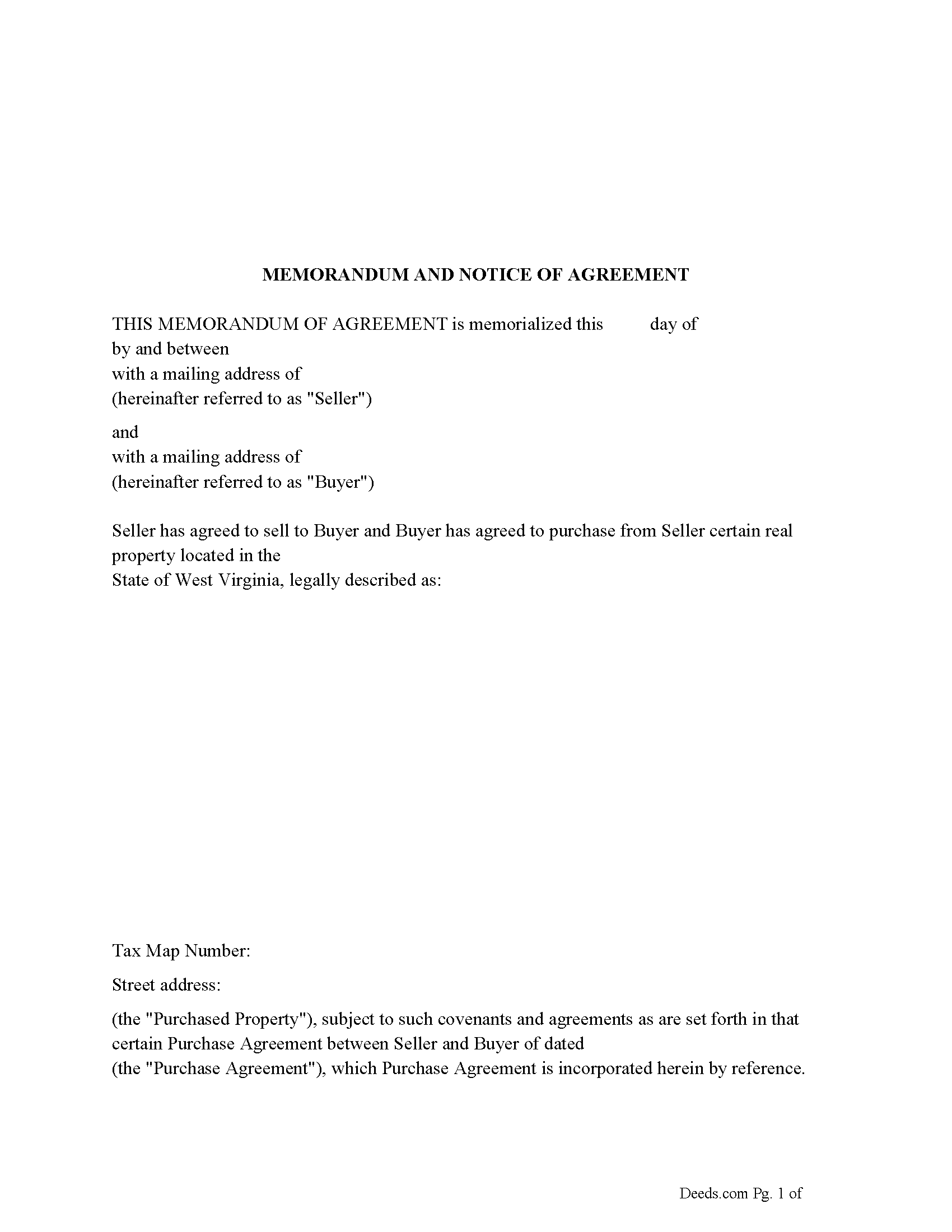 Memorandum and Notice of Agreement Form