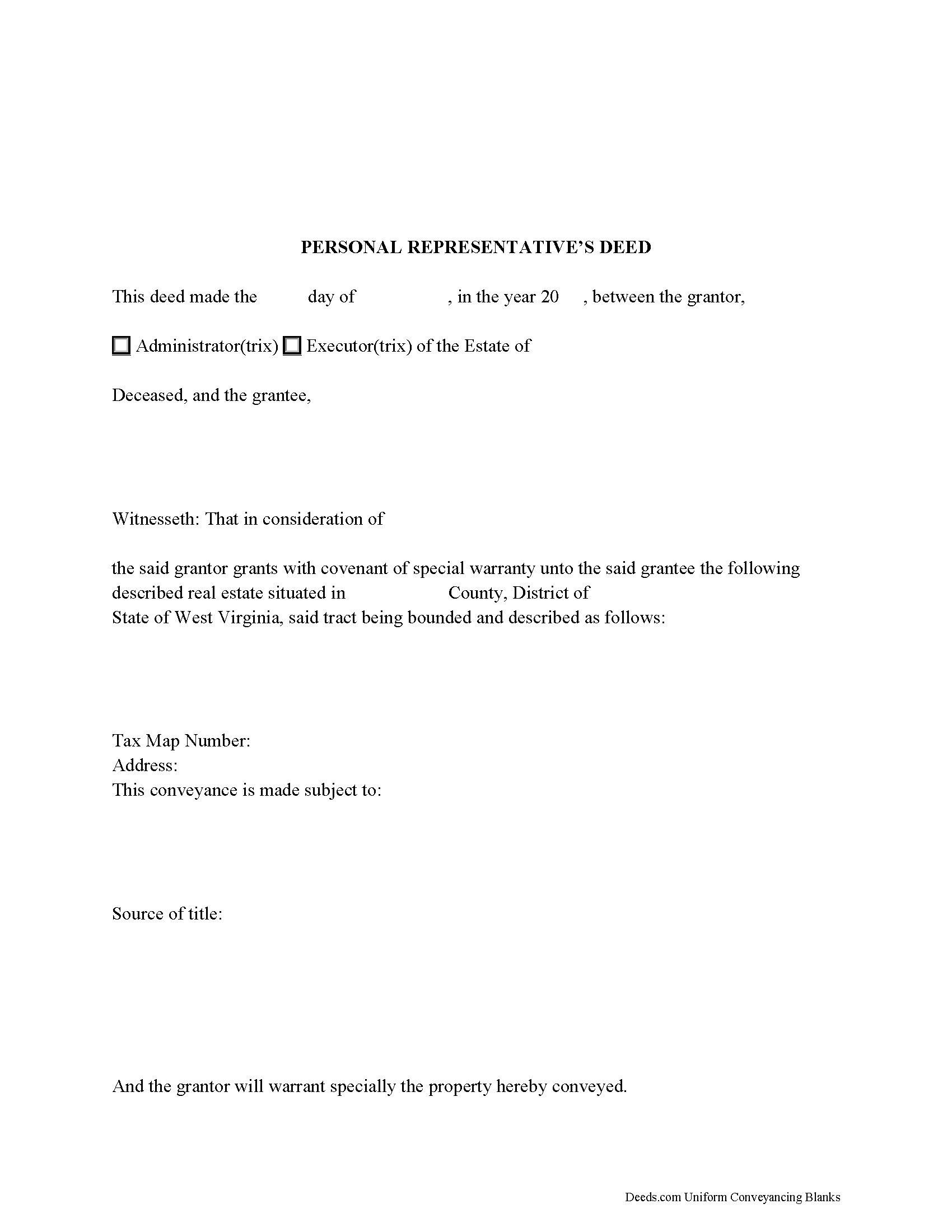 Personal Representative Deed Form