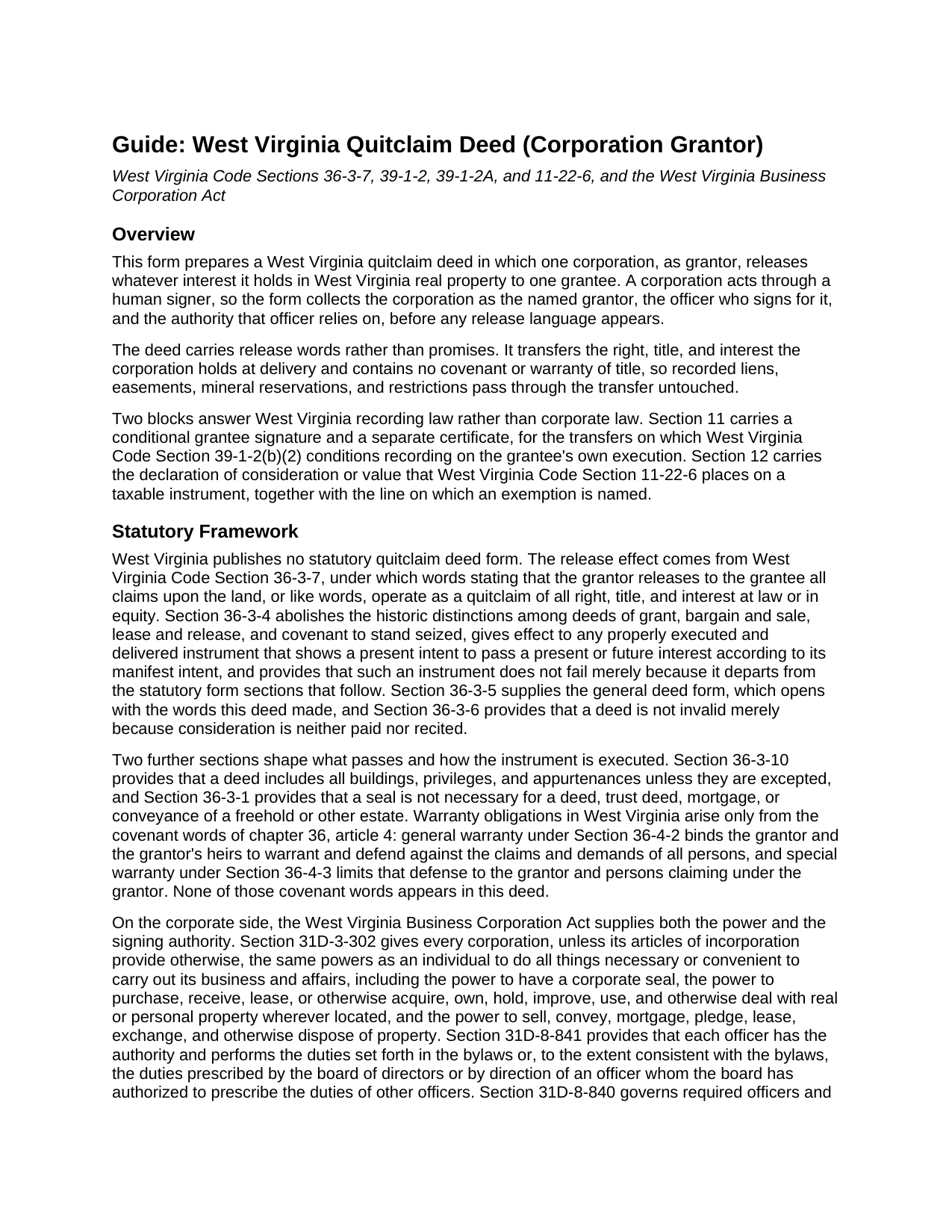 Hancock County Quitclaim Deed (Corporation Grantor) Guide