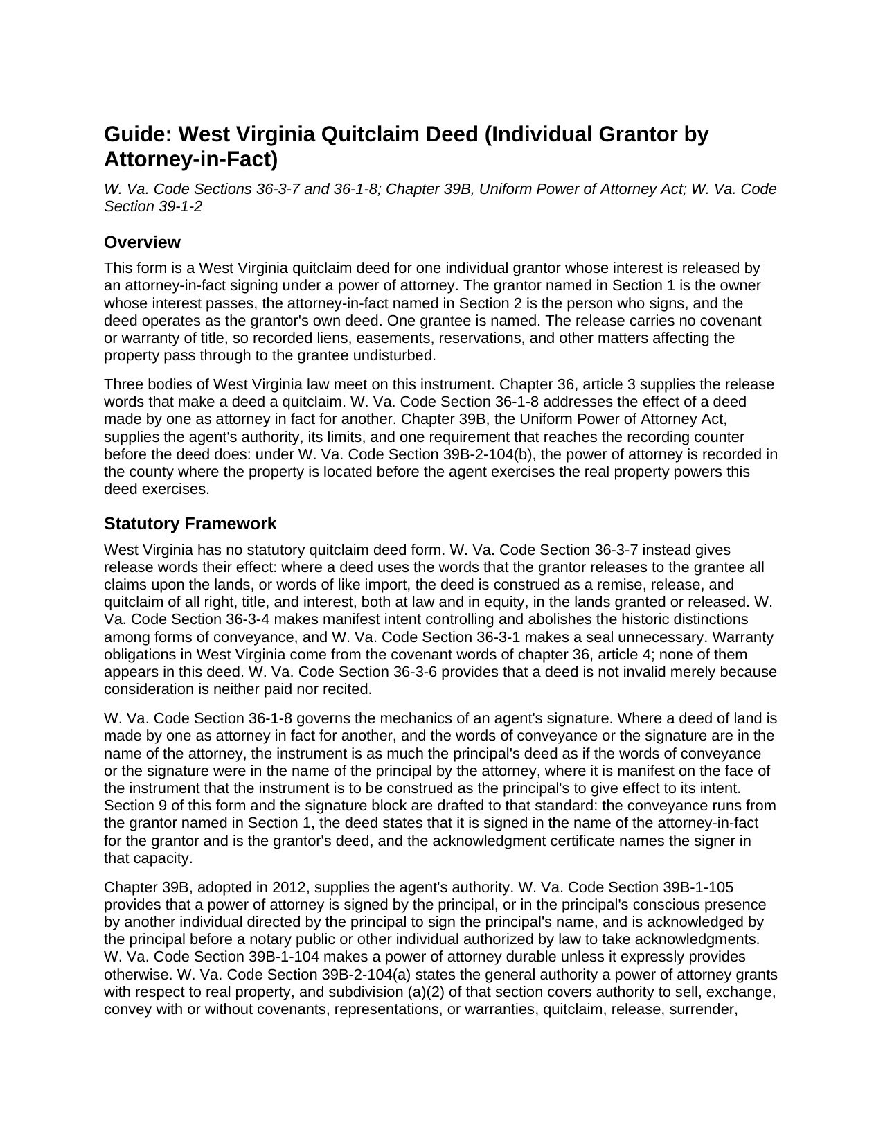 Berkeley County Quitclaim Deed (Individual Grantor by Attorney-in-Fact) Guide