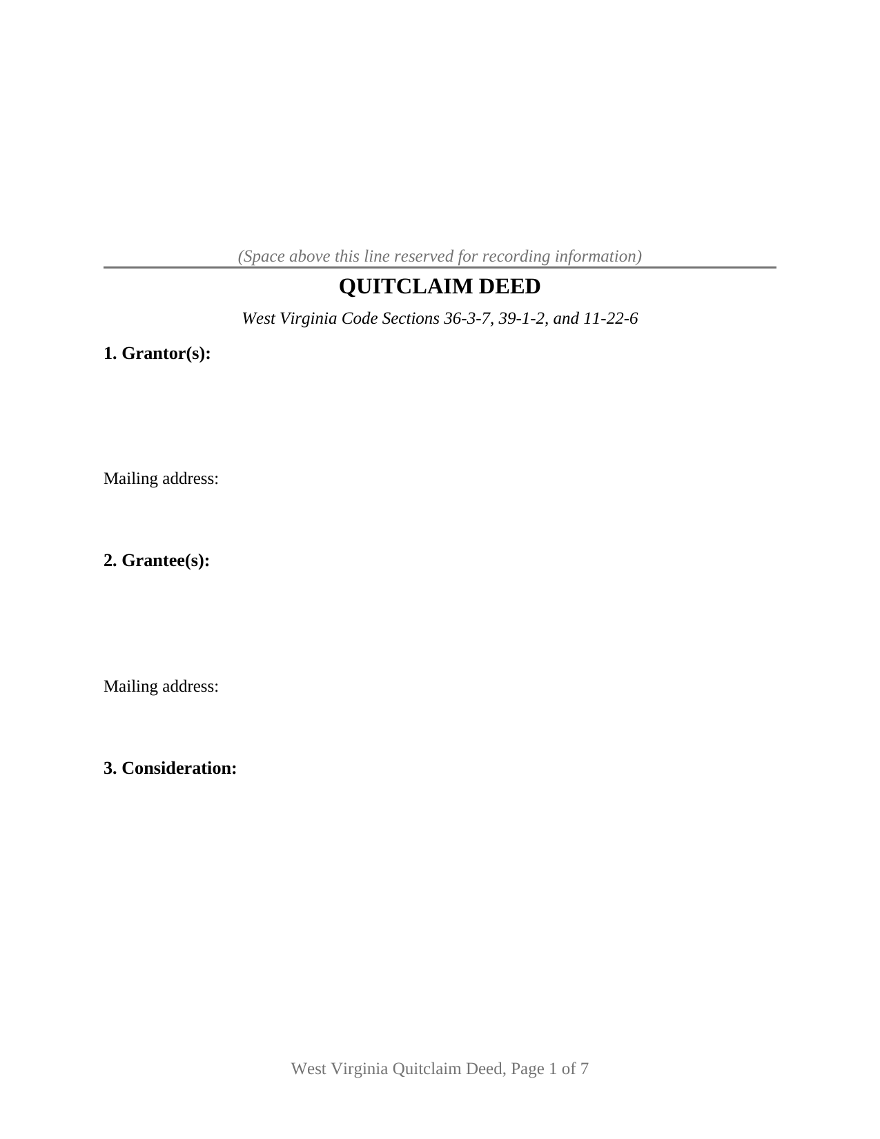 Calhoun County Quitclaim Deed Form