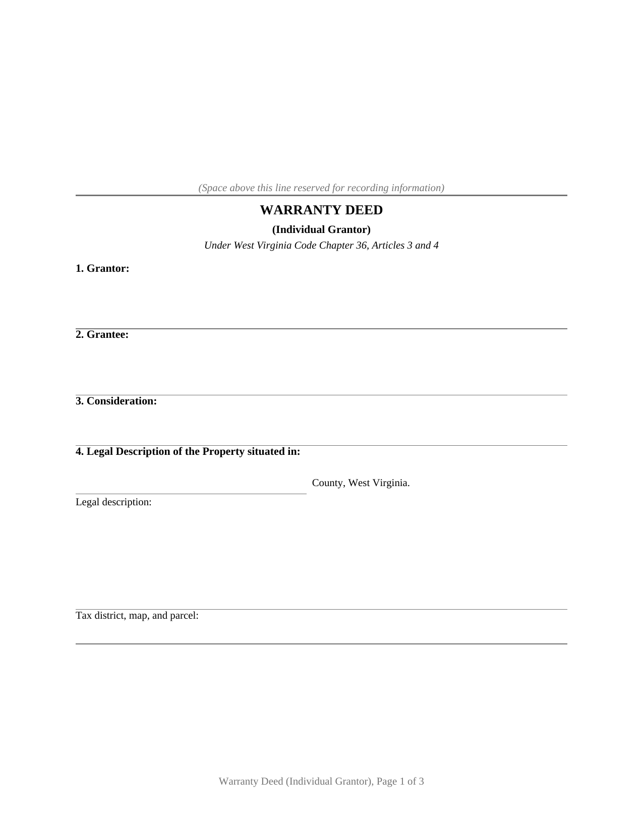 Ohio County Warranty Deed Form