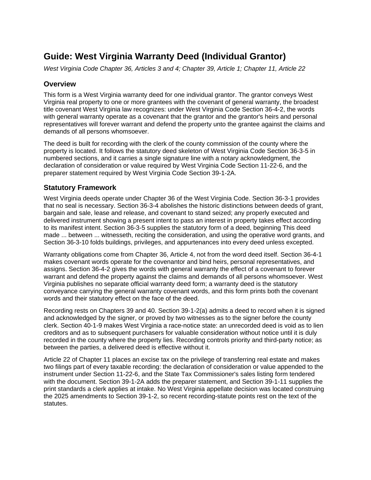 Ohio County Warranty Deed Guide