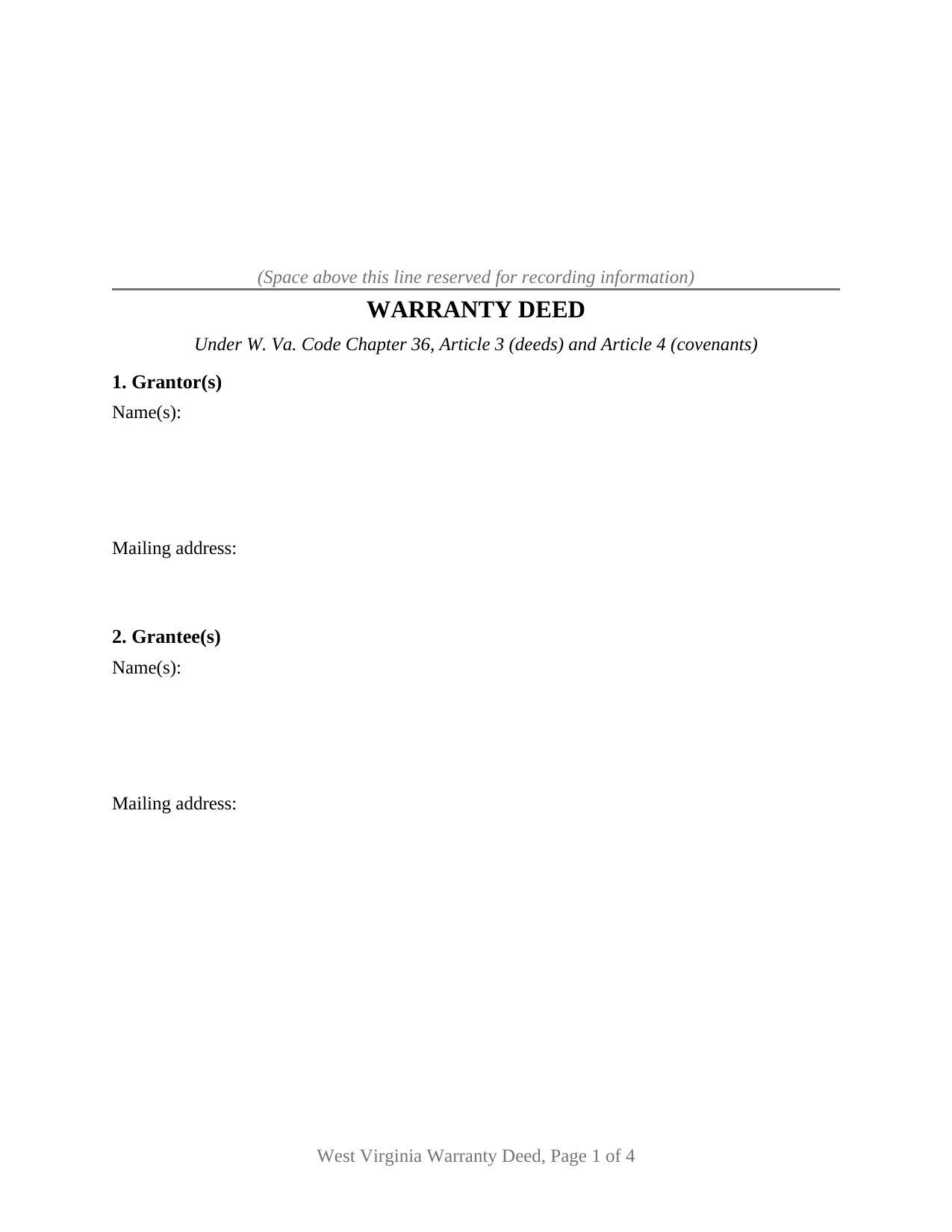 Mingo County Warranty Deed Form
