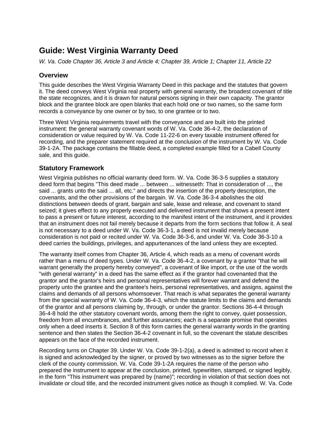 Mingo County Warranty Deed Guide