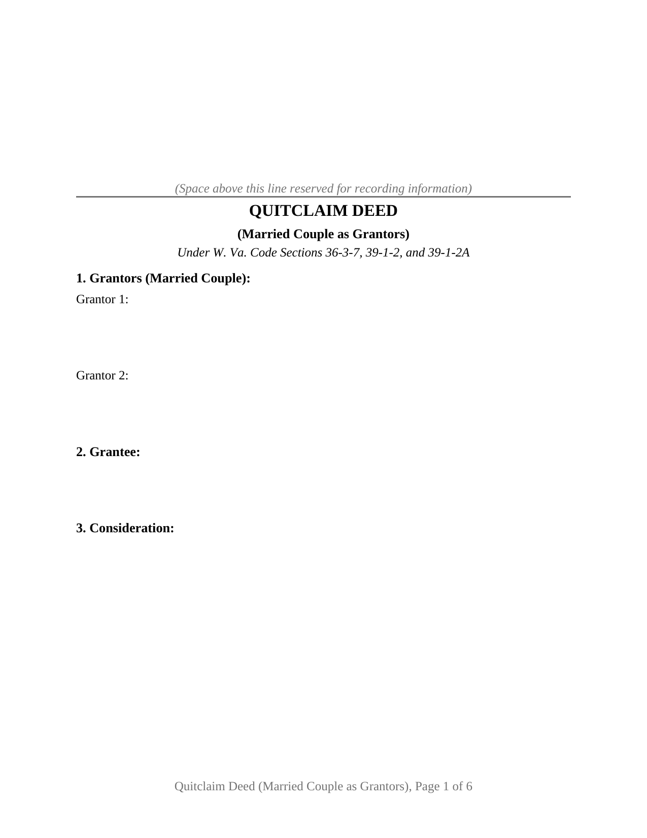 West Virginia Quitclaim Deed (Married Couple as Grantors)