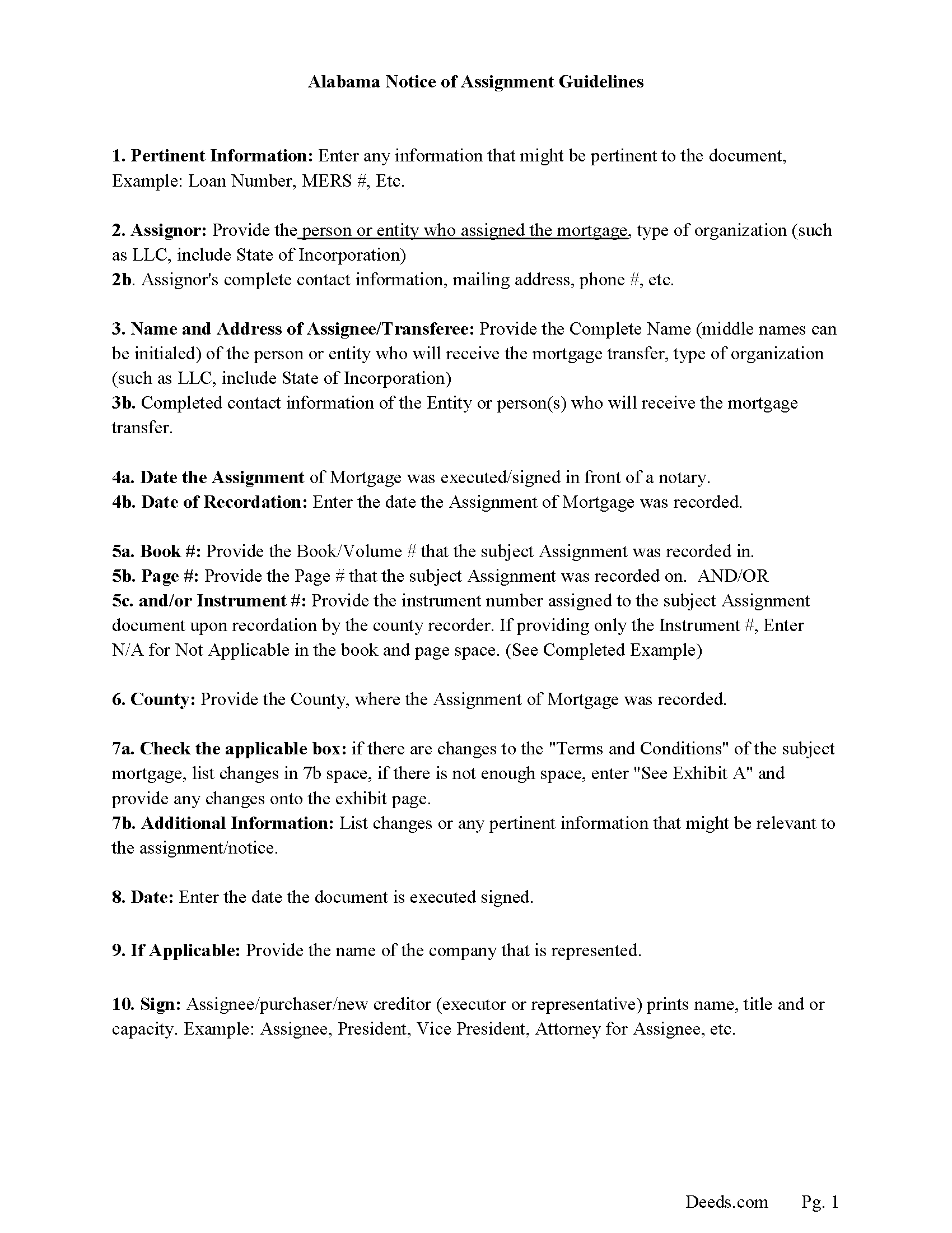 Pepin County Notice of Assignment Guidelines