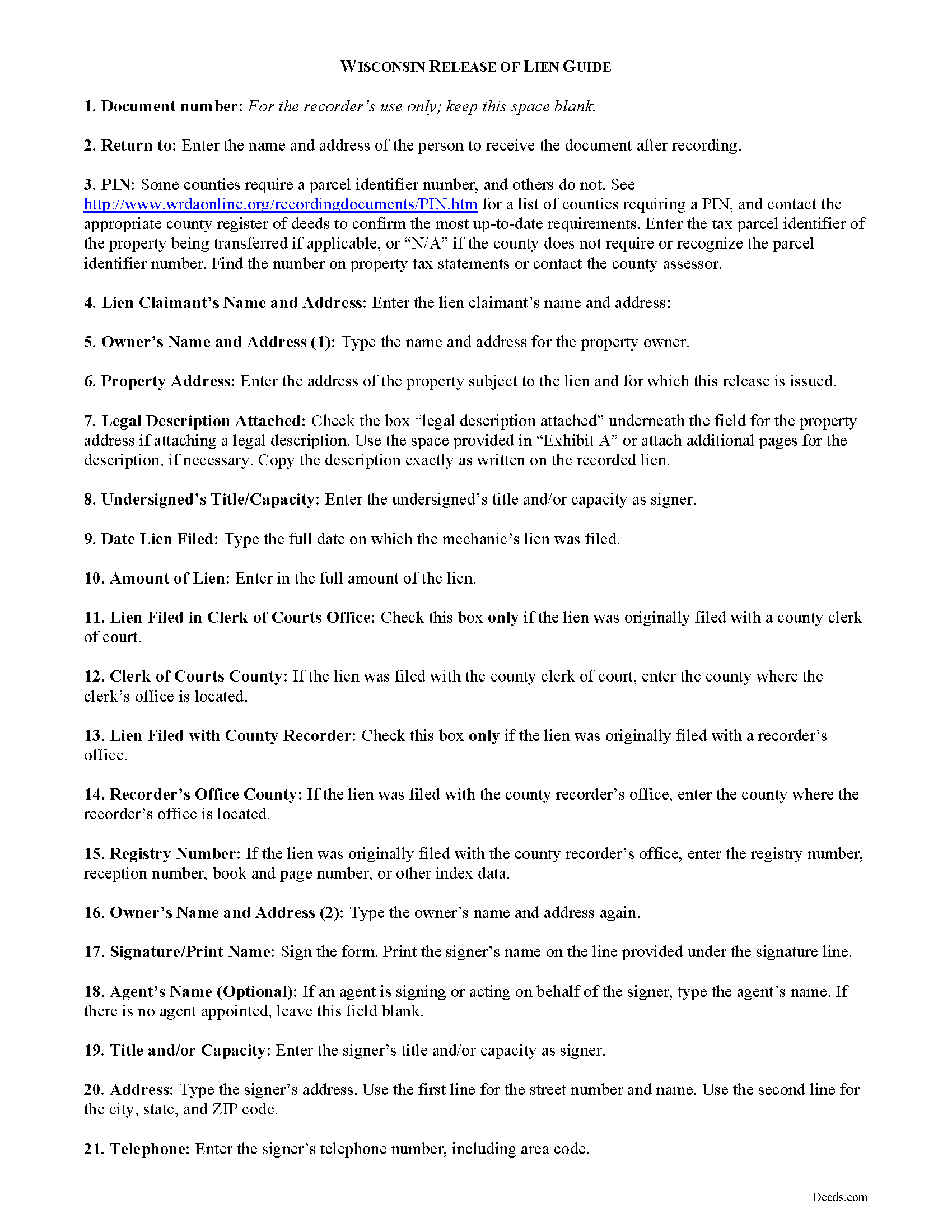 Pepin County Construction Lien Release Guide