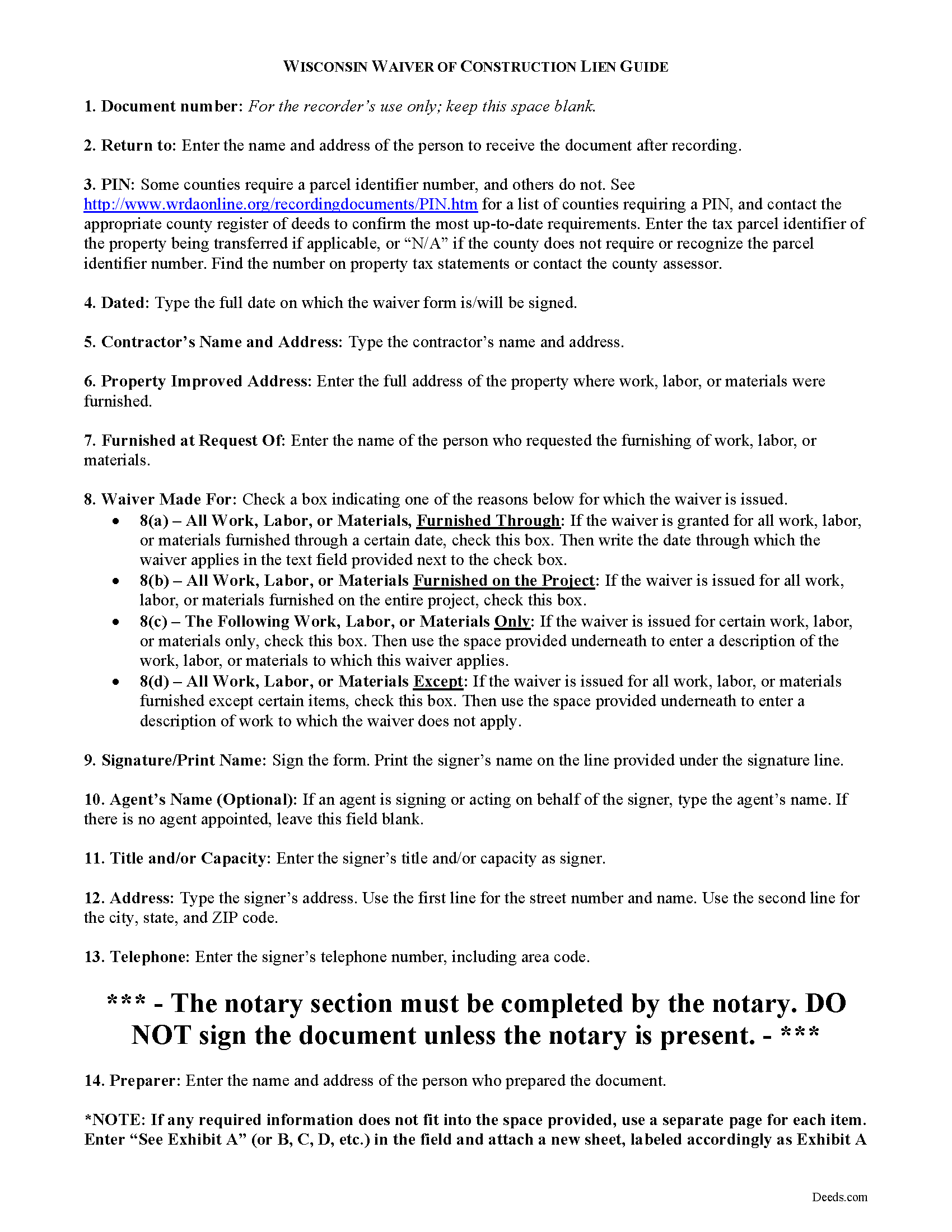 Pepin County Construction Lien Waiver Guide