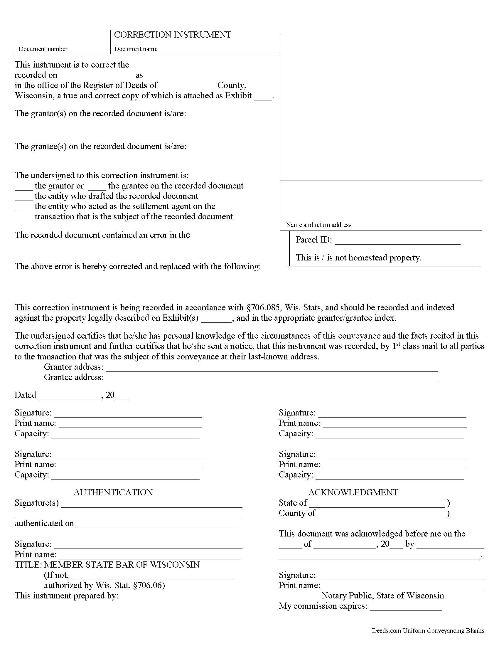 Adams County Correction Deed Form