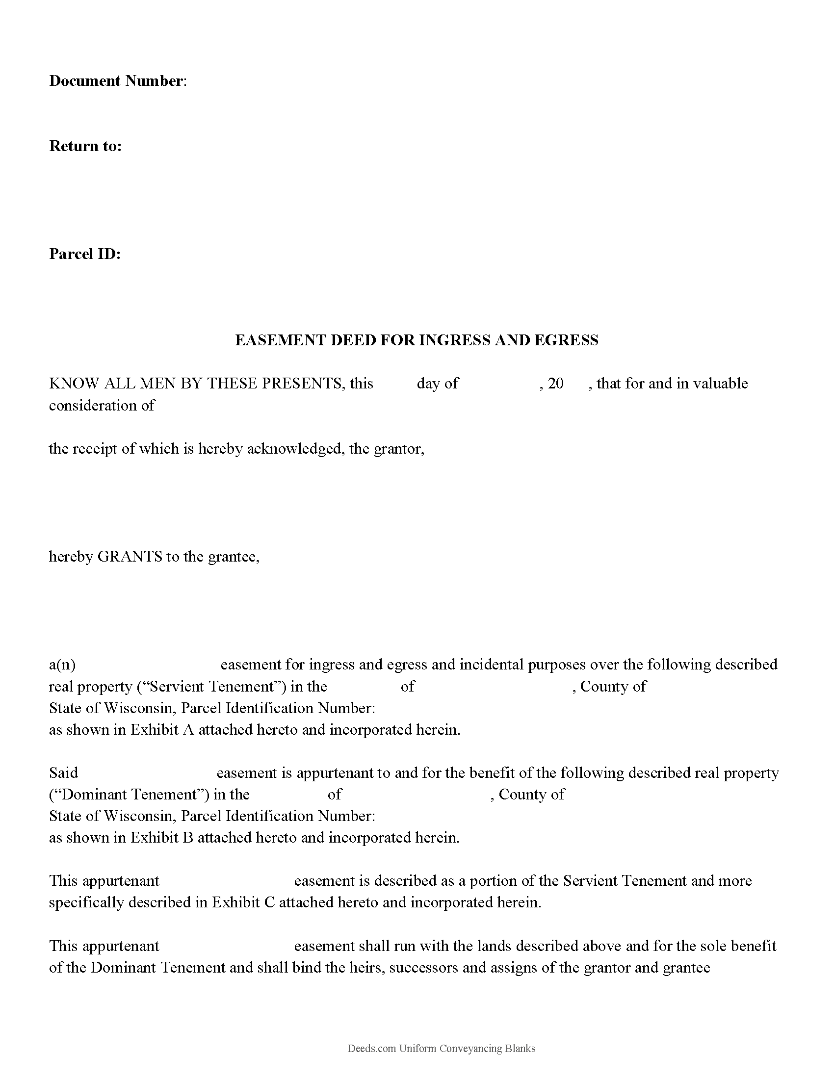 Pepin County Easement Deed Form