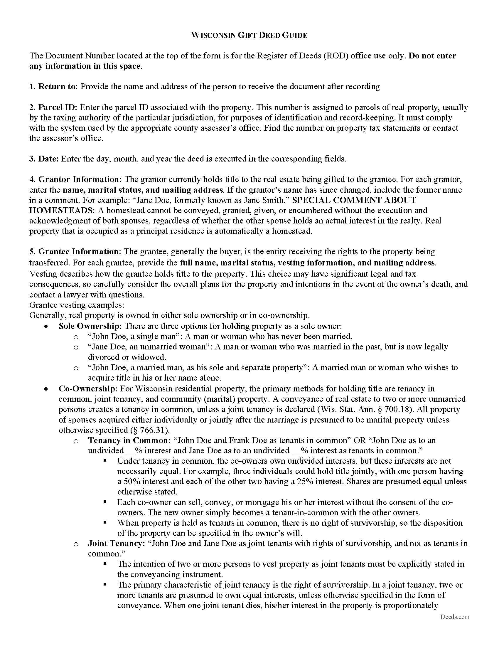 Juneau County Gift Deed Guide