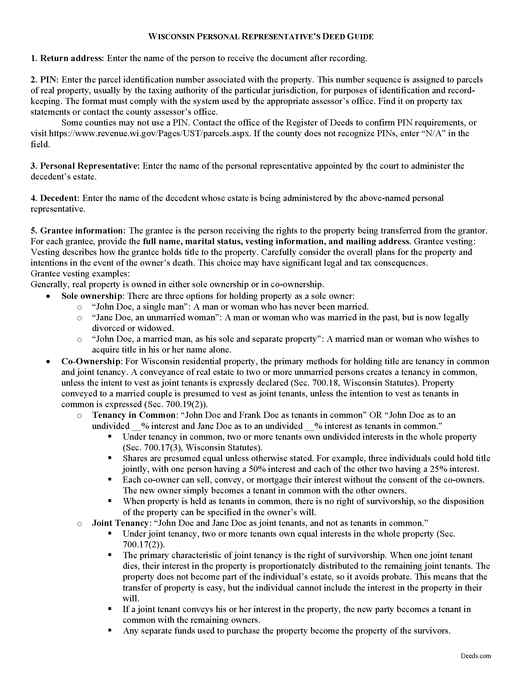 Pepin County Personal Representative Deed Guide