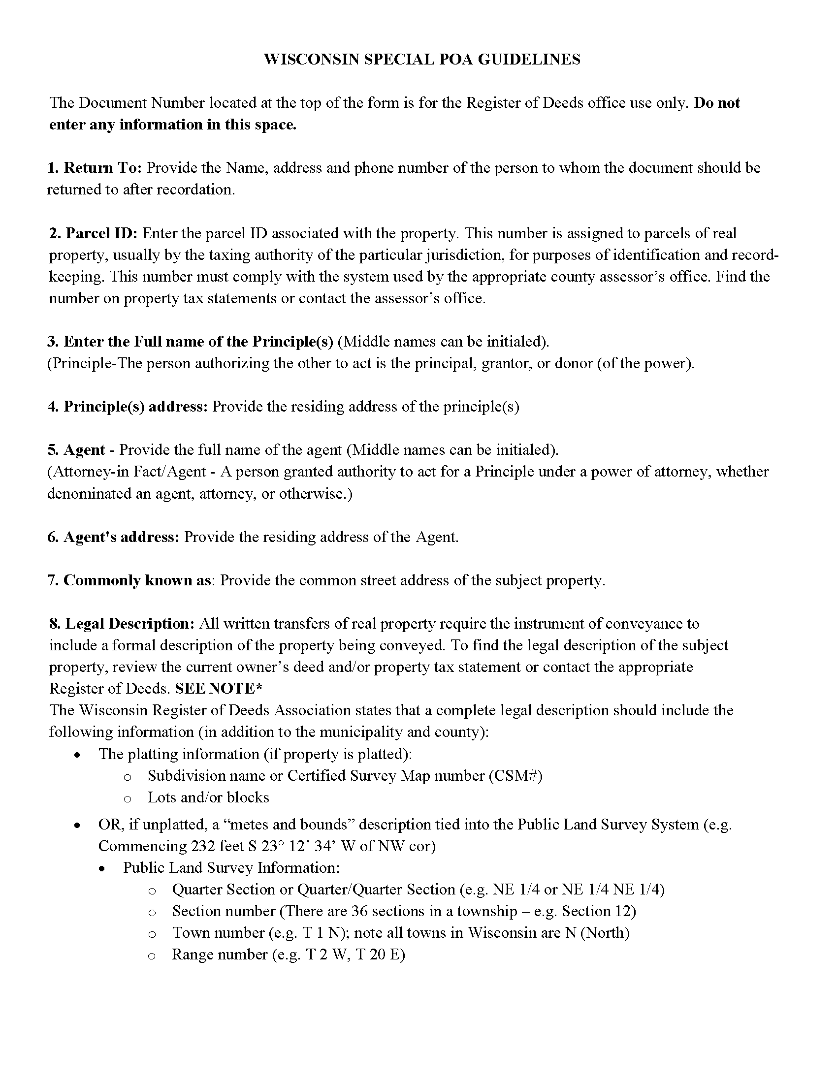 Pepin County Power of Attorney Guidelines