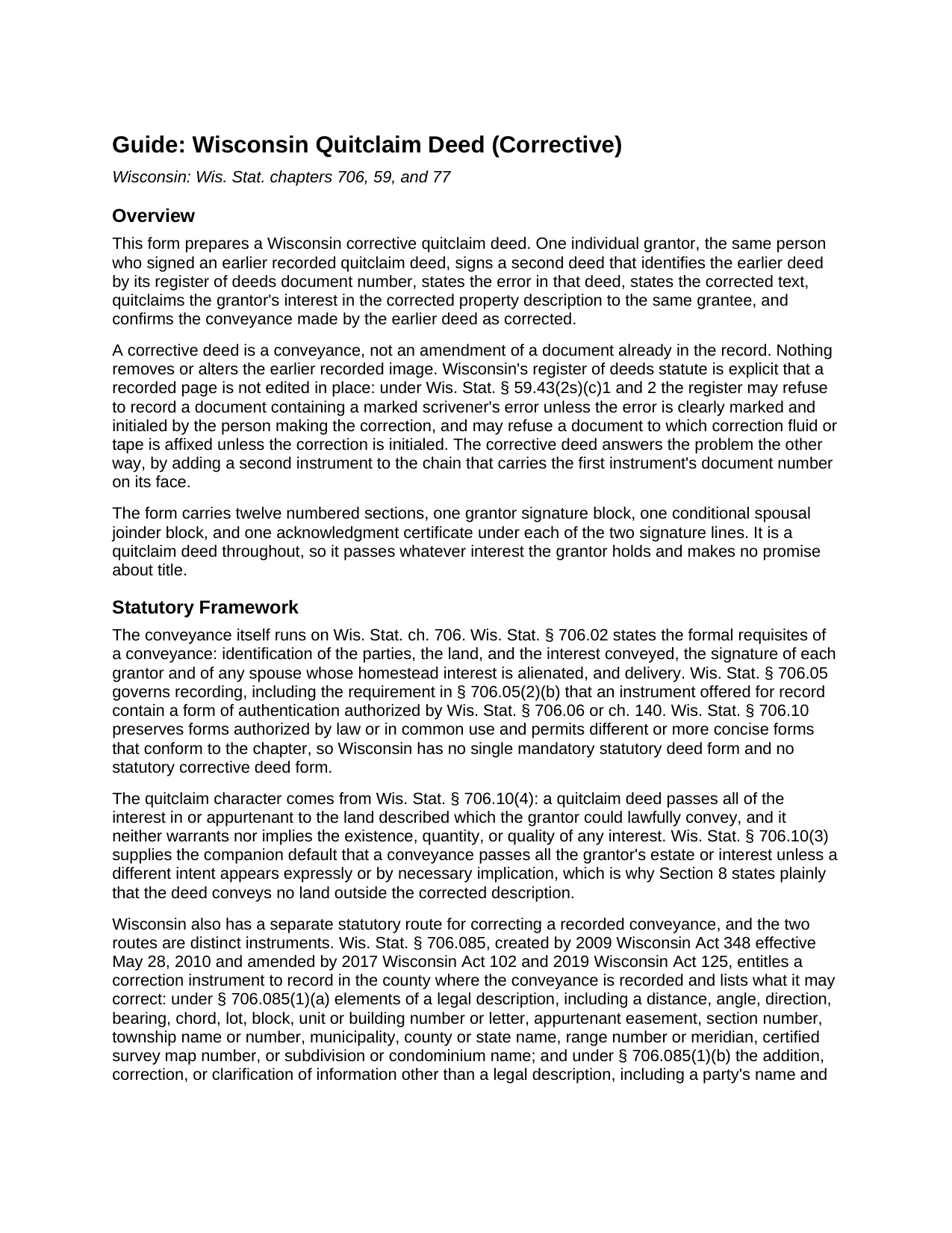 Jackson County Quitclaim Deed (Corrective) Guide