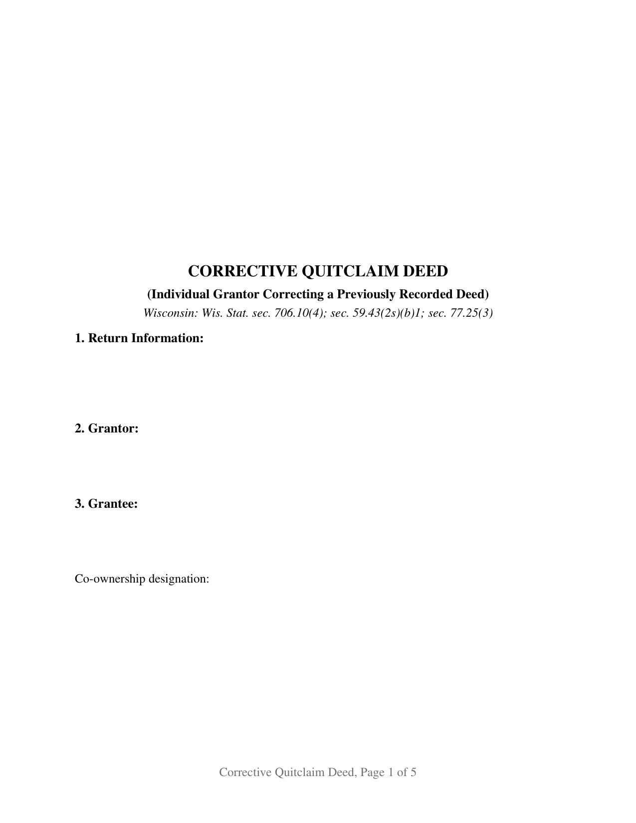 Jackson County Quitclaim Deed (Corrective) Form
