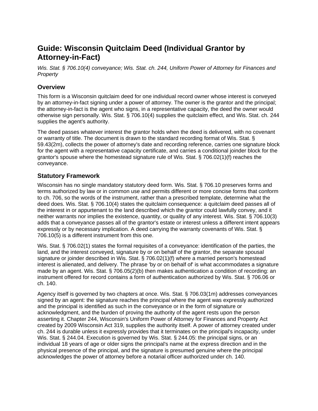 Jackson County Quitclaim Deed (Individual Grantor by Attorney-in-Fact) Guide